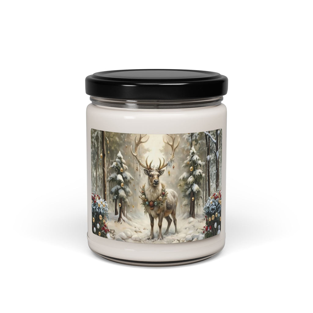 Whispers of Winter – Reindeer Wreath Candle | Elegant Holiday Home Fragrance by Paper Pleasures - 9oz Holiday Décor