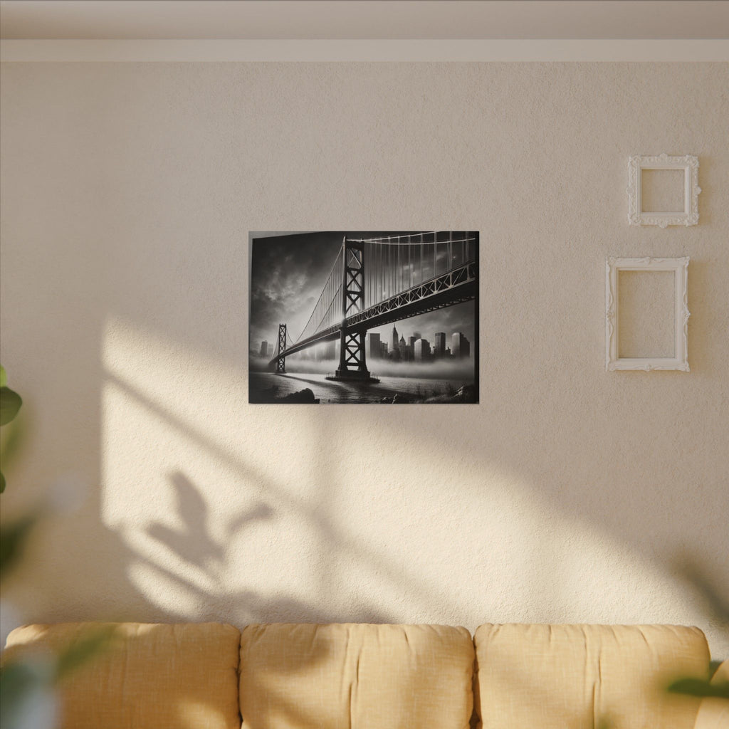 Horizontal Golden Gate Bridge Black & White Wall Art – Dramatic San Francisco Photography Print in Black Frame (2 of 3)