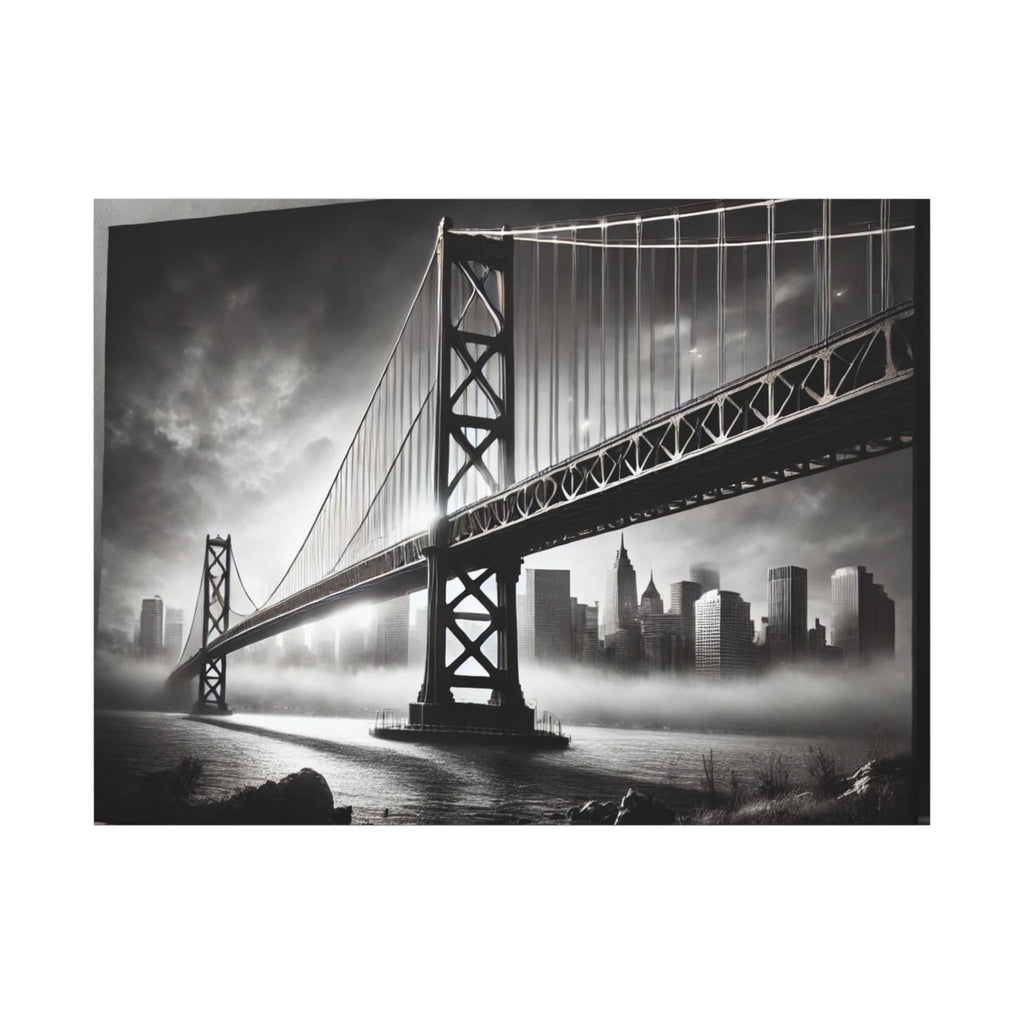 Horizontal Golden Gate Bridge Black & White Wall Art – Dramatic San Francisco Photography Print in Black Frame (2 of 3)
