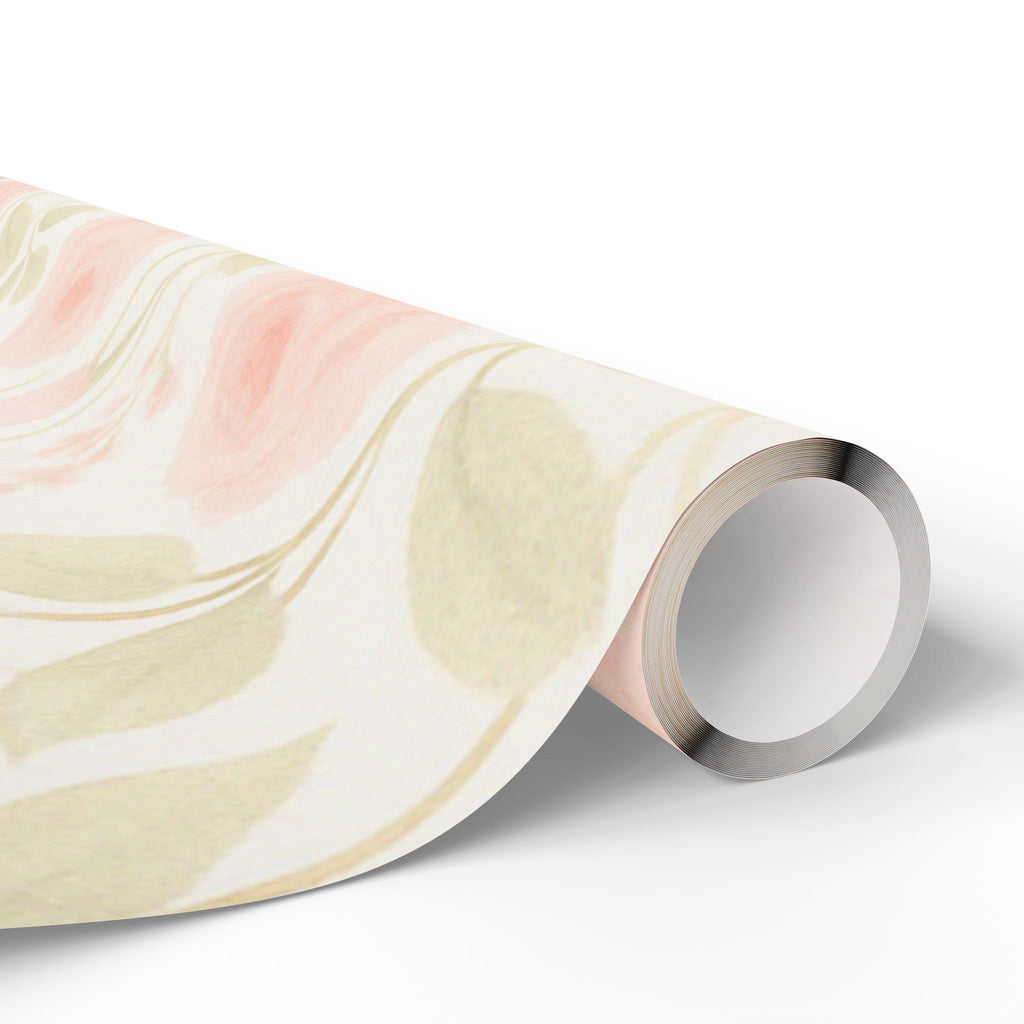 Blush Rose and Lily Floral Wrapping Paper – Elegant Watercolor Gift Wrap for Special Occasions