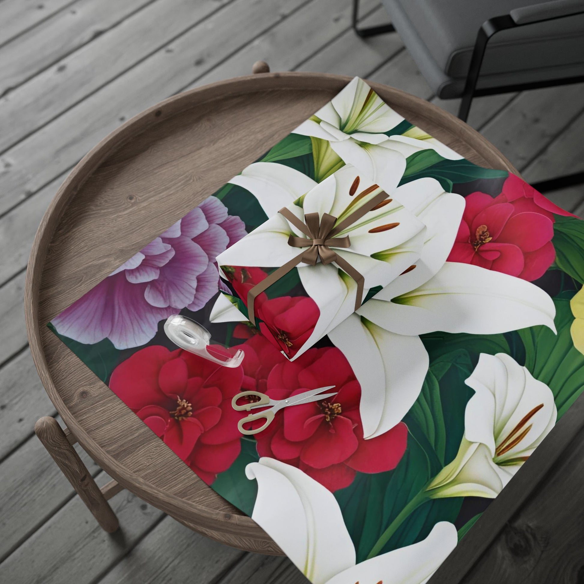 Lily & Carnation Garden – Premium Floral Wrapping Paper