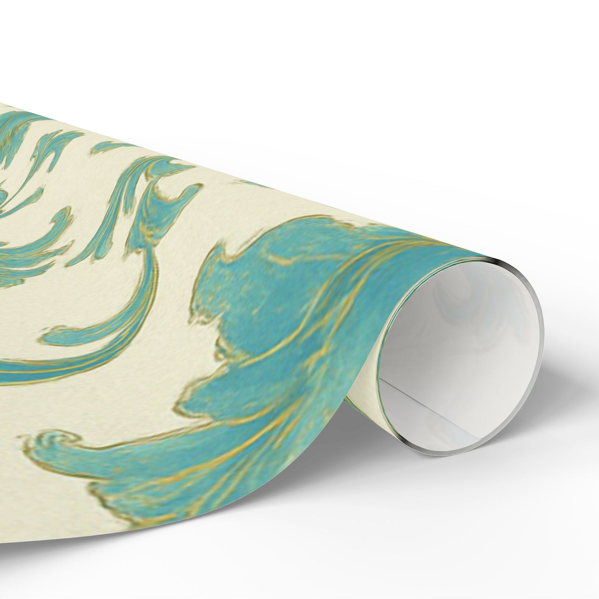 Elegant Teal Vintage Floral Wrapping Paper – Classic Cream Background Gift Wrap