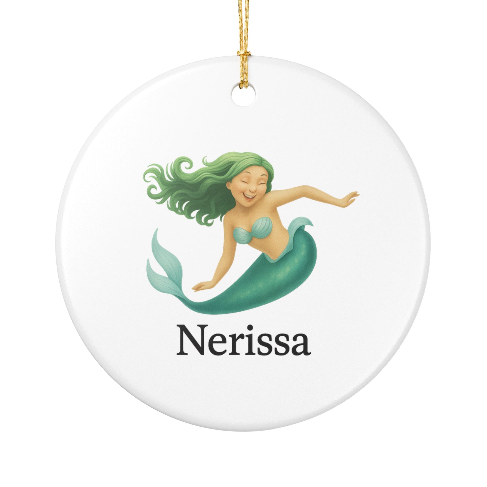 Nerrisa Mermaid Ornament – Mermaid Sisterhood Keepsake with Seafoam Green Hair