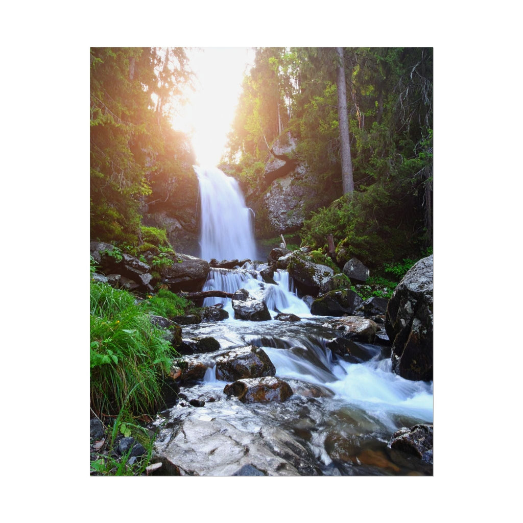 Serene Waterfall Rolled Poster - Nature Wall Art for Home Decor