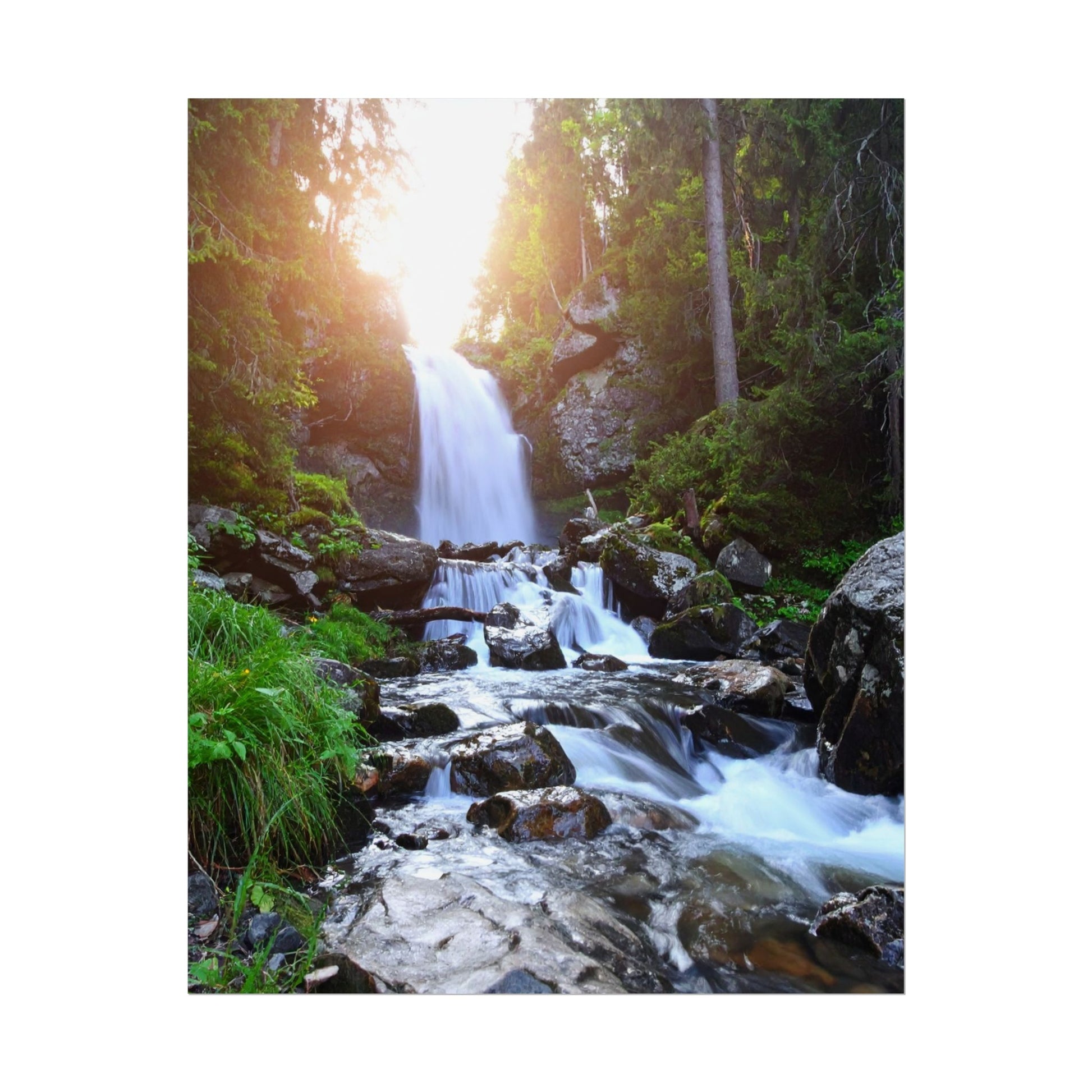 Serene Waterfall Rolled Poster - Nature Wall Art for Home Decor
