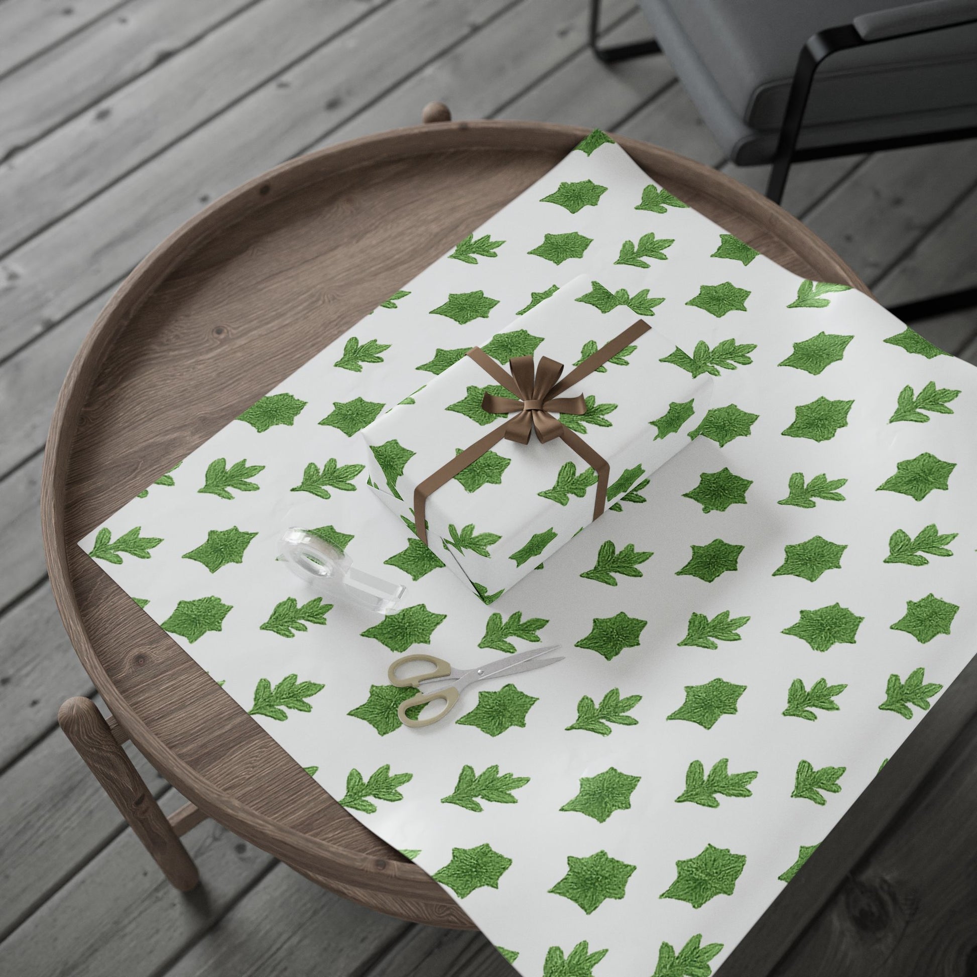 Green Leaf Wrapping Paper, Eco-Friendly Gift Wrap, Botanical Print Gift Wrap, Birthday, Holiday, Party Wrapping, Original Design