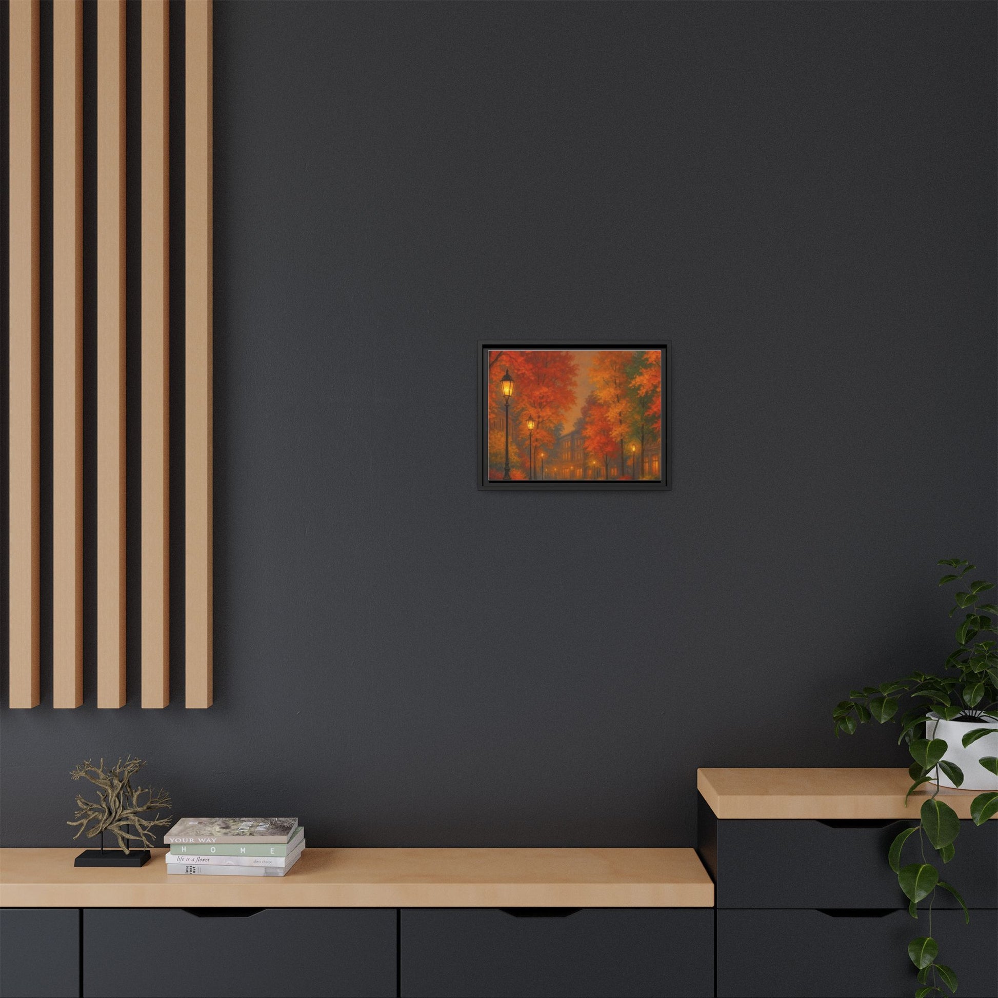 Autumn Cityscape Canvas Art – Warm Fall Skyline Wall Décor