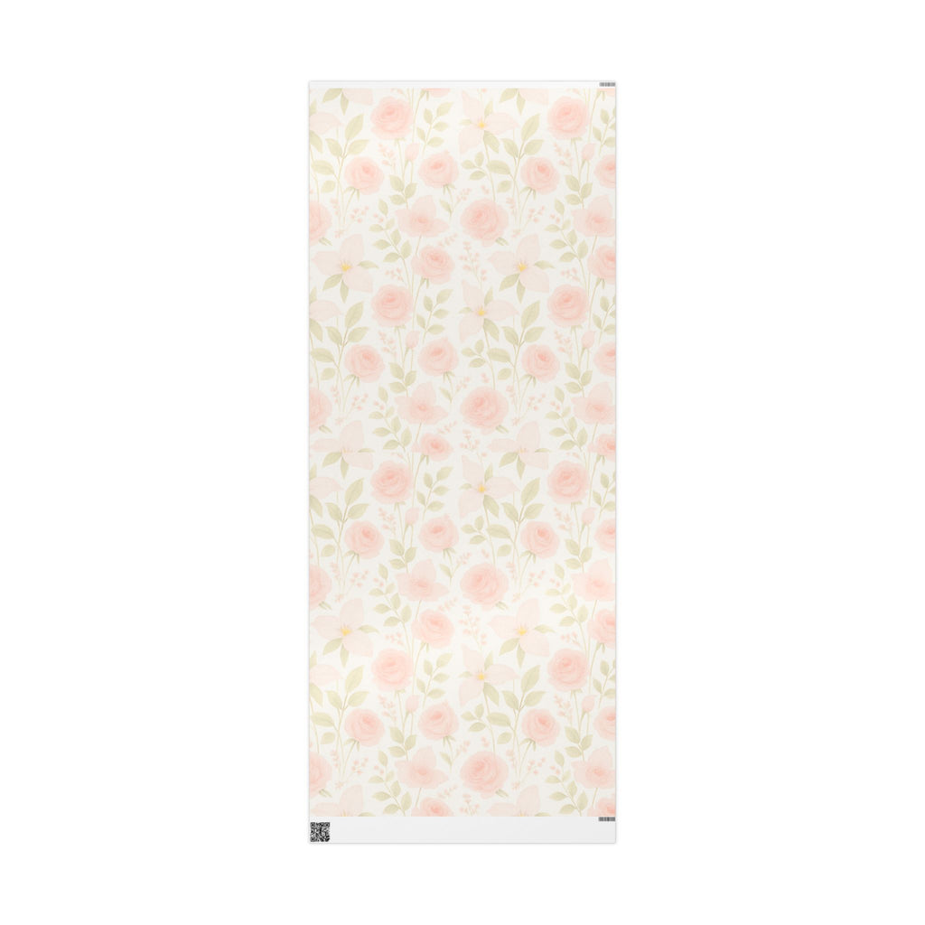 Blush Rose and Lily Floral Wrapping Paper – Elegant Watercolor Gift Wrap for Special Occasions