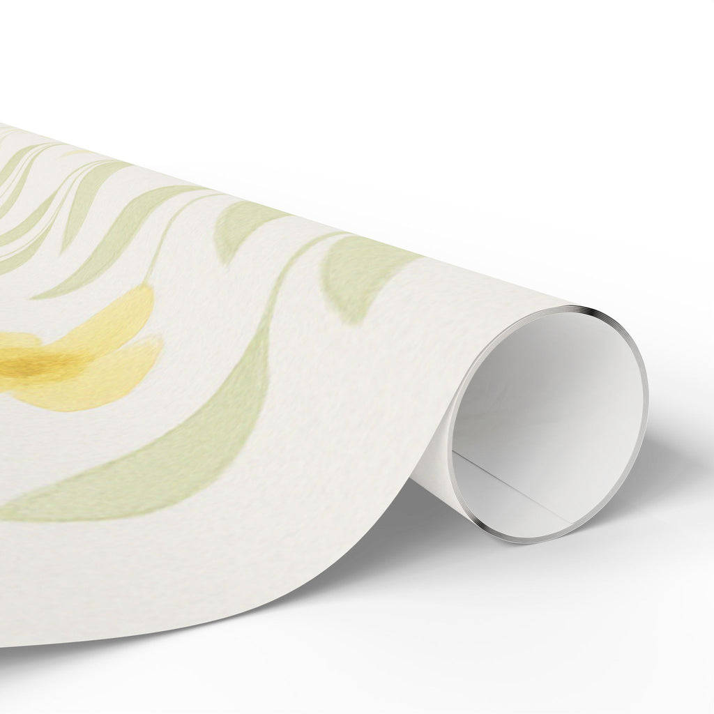 Soft Yellow Wildflower Wrapping Paper – Minimalist Floral Gift Wrap on White Background