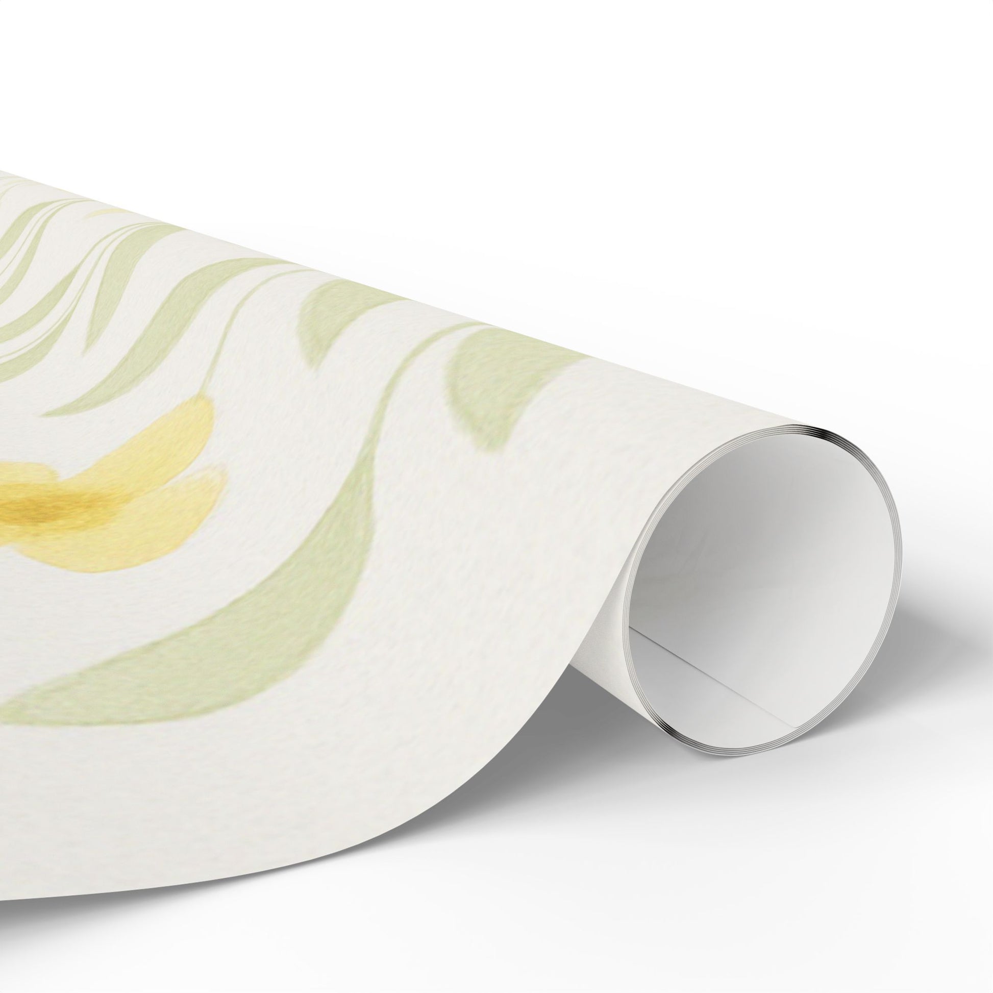 Soft Yellow Wildflower Wrapping Paper – Minimalist Floral Gift Wrap on White Background