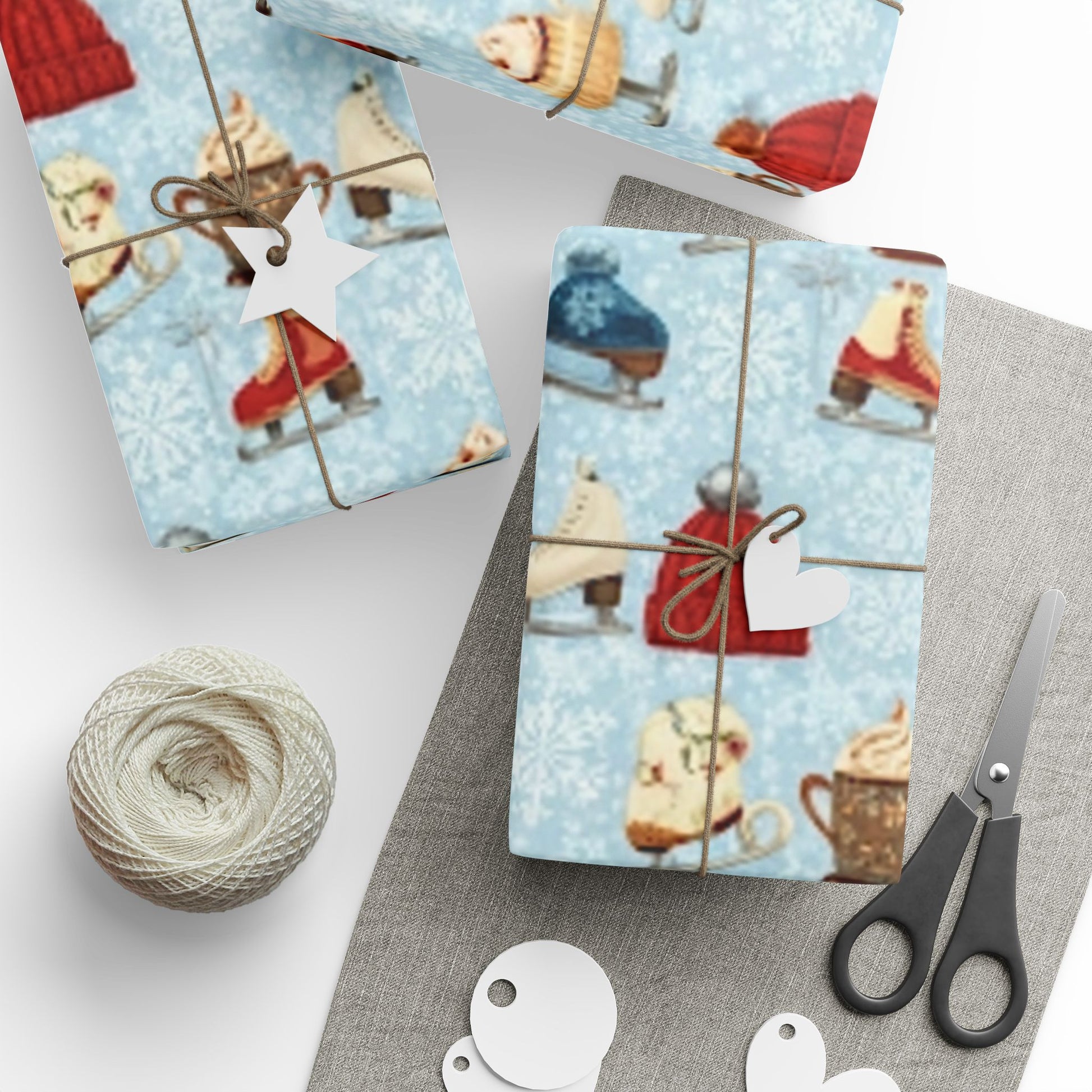 Ice Skates and Hot Chocolate Winter Wonderland Design - Christmas Wrapping Paper