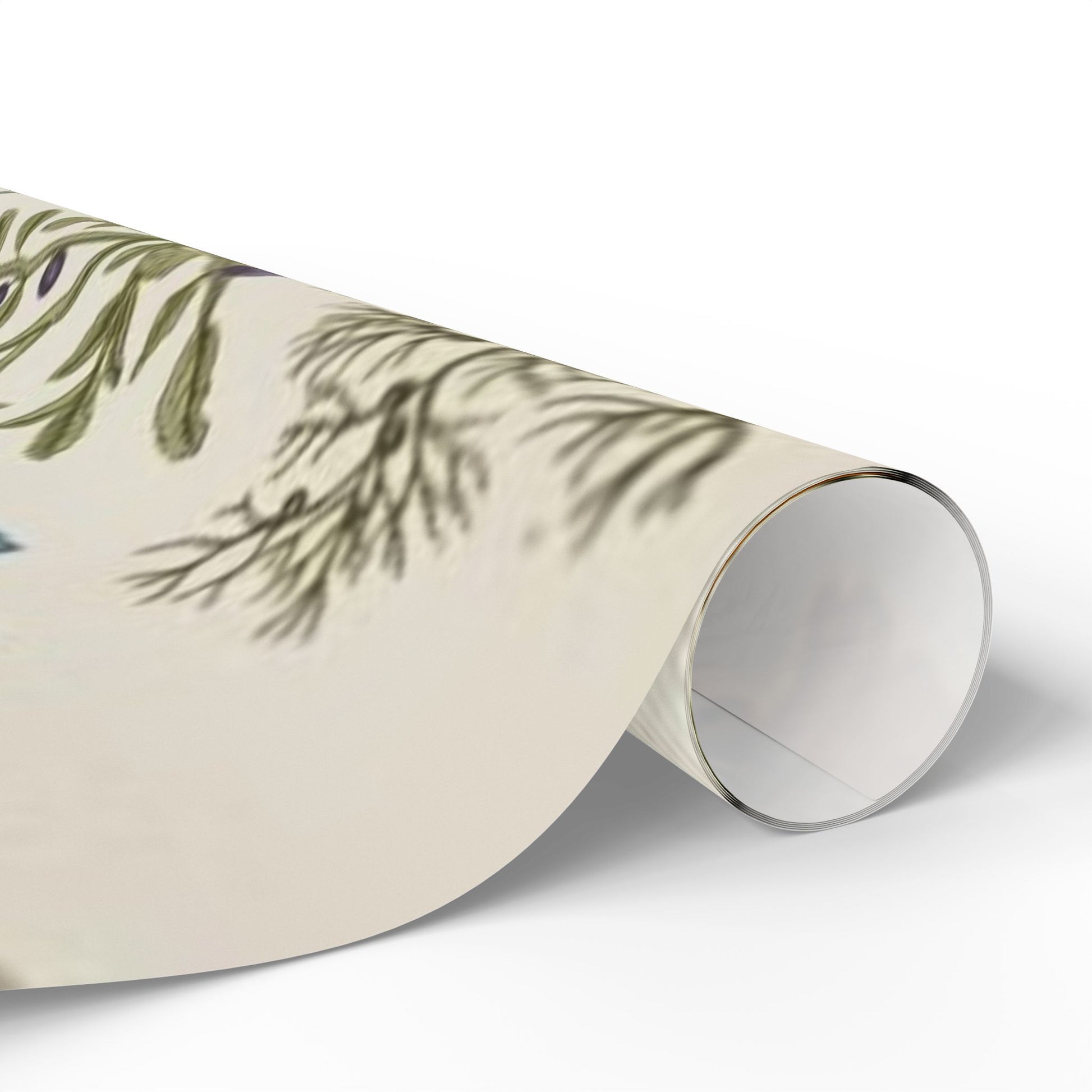 Botanical Garden Wrapping Paper with Wildflowers and Herbs on Cream