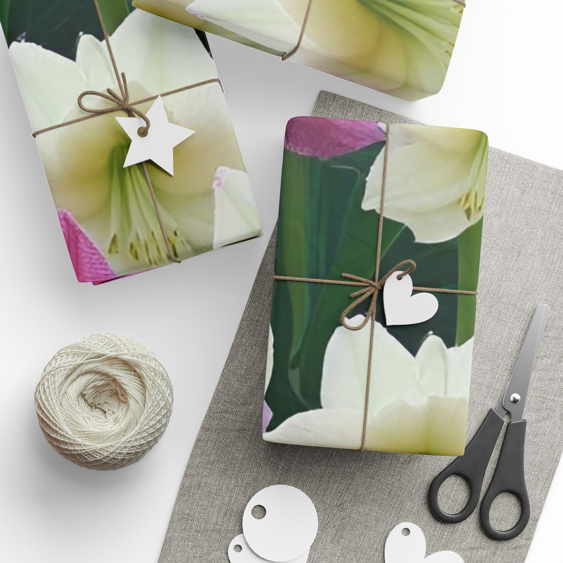 Pink and Cream Amaryllis Wrapping Paper – Elegant Large Floral Gift Wrap