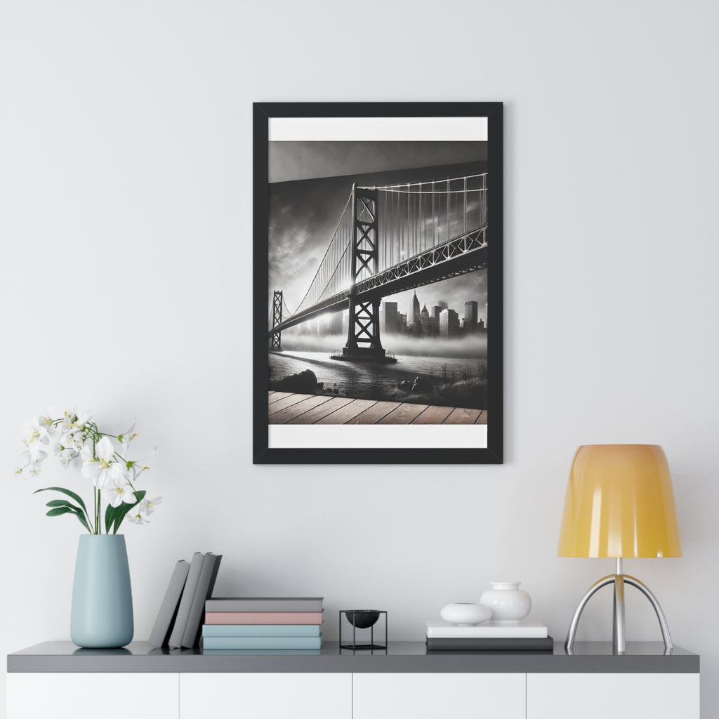 Monochrome Urban Landscape Framed Vertical Poster - Modern Home Decor