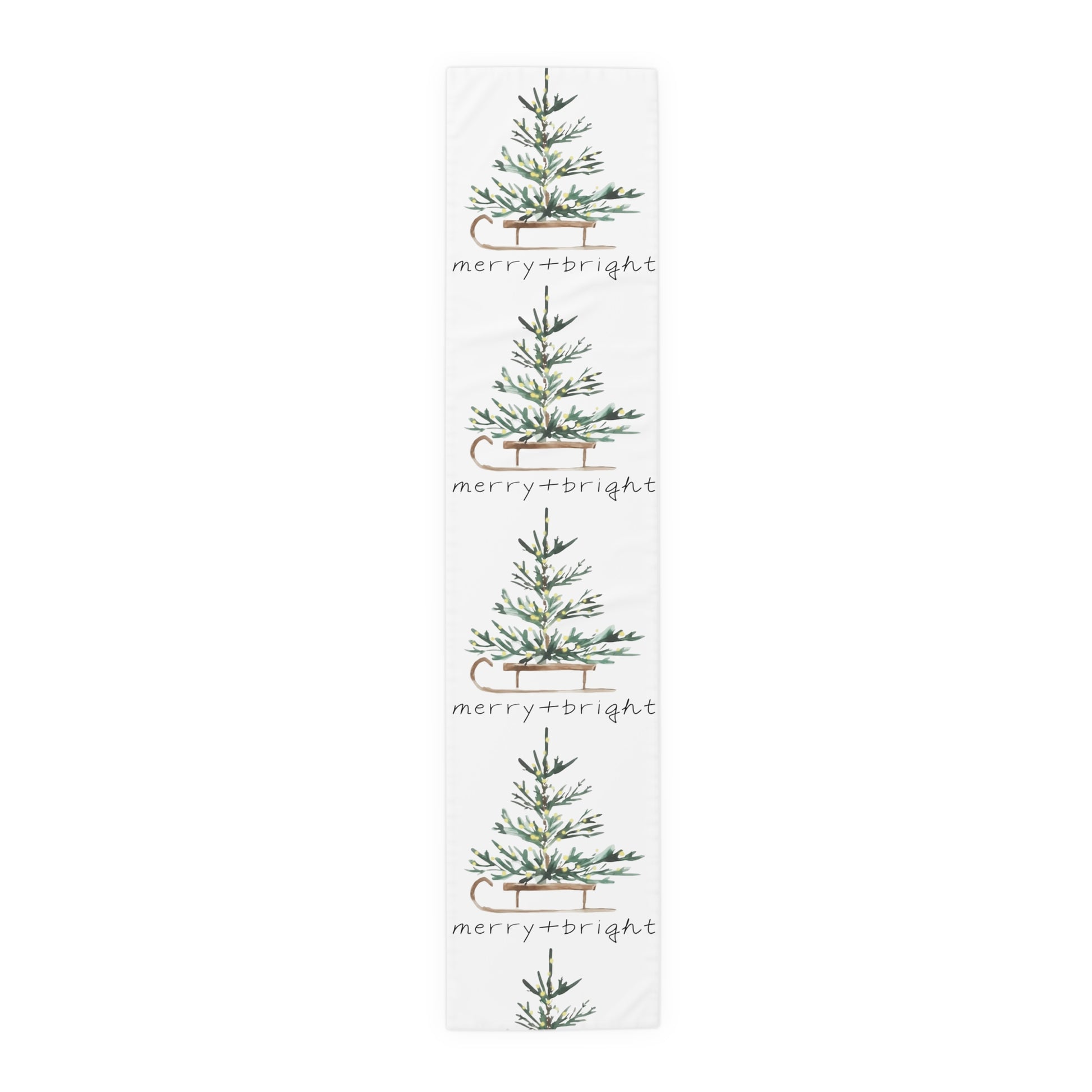 Merry & Bright Table RunnerWhispers of Winter – Merry + Bright Christmas Tree Table Runner | Elegant Holiday Table Décor by Paper Pleasures