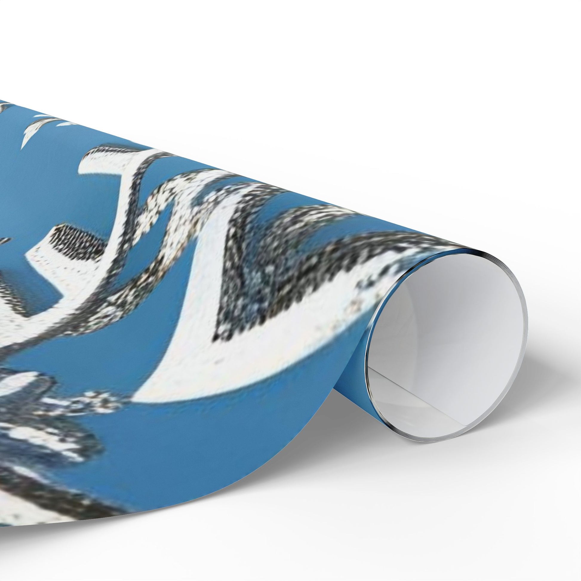 Silver Snowflake Wrapping Paper – Elegant Holiday Gift Wrap on Winter Blue Background
