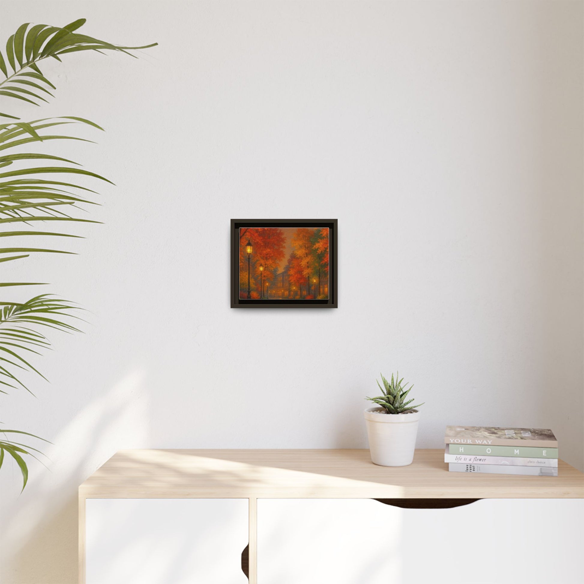 Autumn Cityscape Canvas Art – Warm Fall Skyline Wall Décor