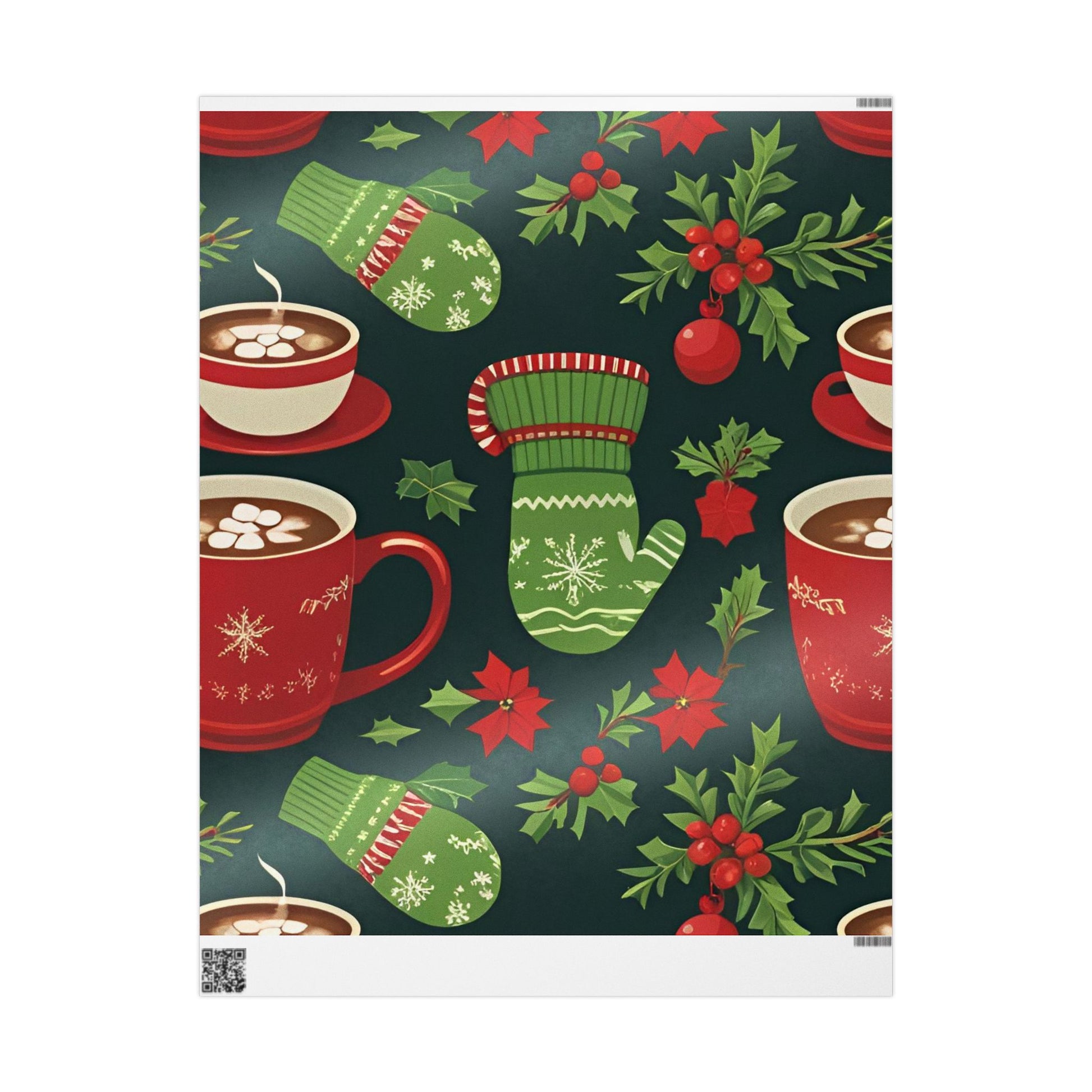 Holiday Mittens & Hot Cocoa Wrapping Paper – Festive Christmas Gift Wrap with Red Mugs