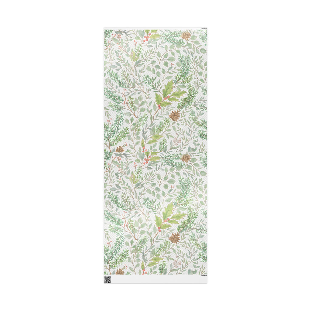 Whispers of Winter Botanical Wrapping Paper – Elegant Evergreen and Berry Christmas Gift Wrap – Ana