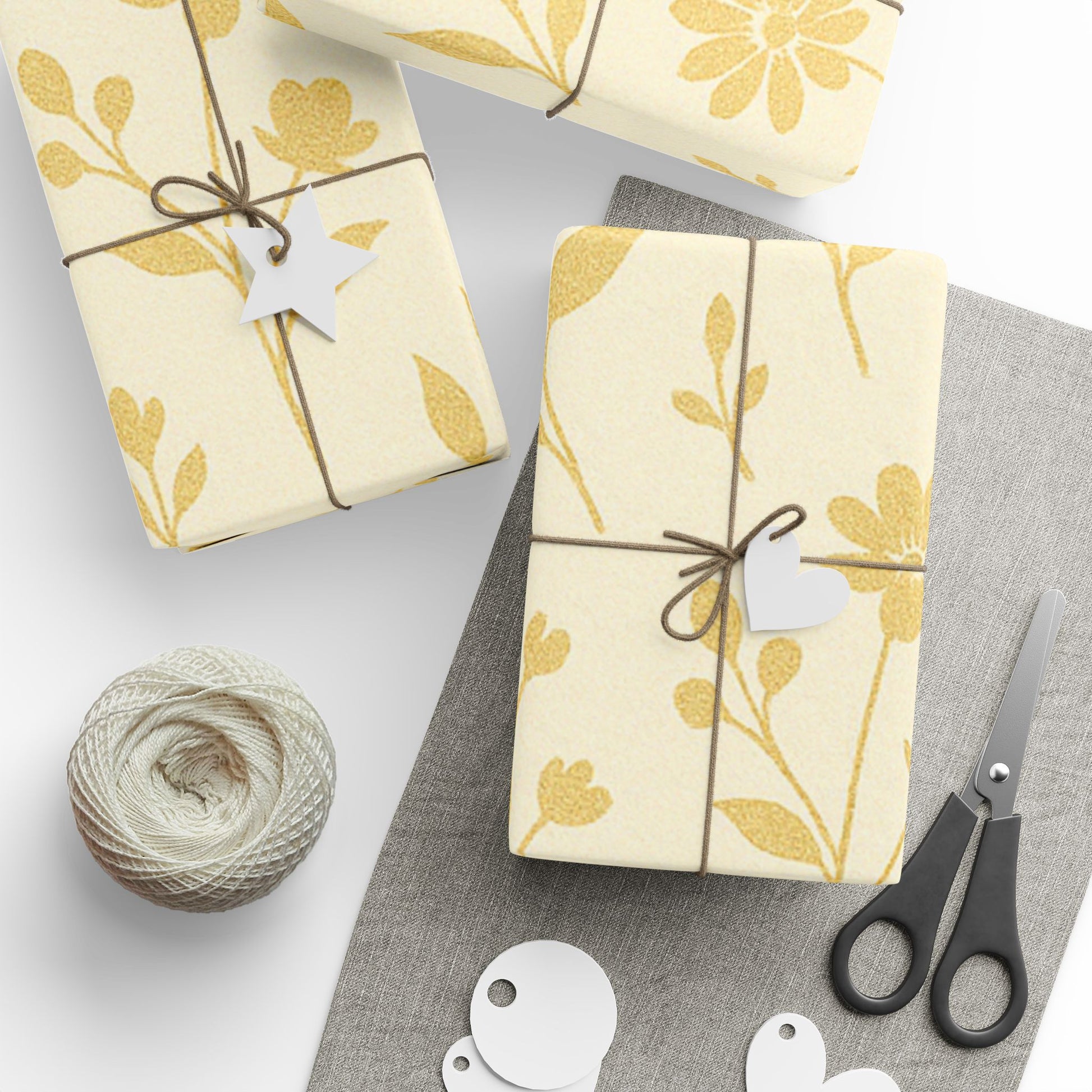 Golden Marigold Wrapping Paper – Elegant Floral Gift Wrap