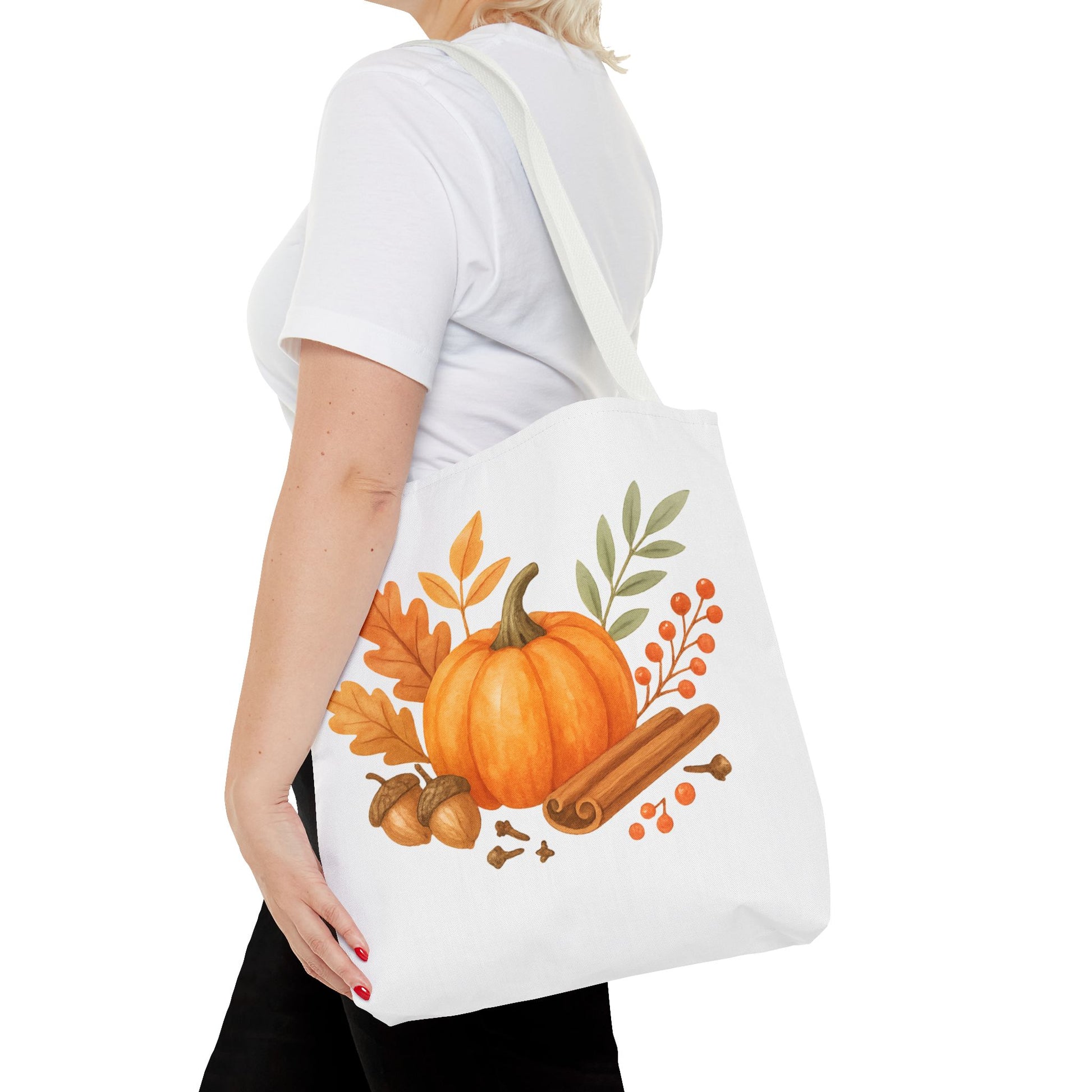 Pumpkin & Autumn Leaves Tote Bag – Fall Market Farmhouse Style Carryall