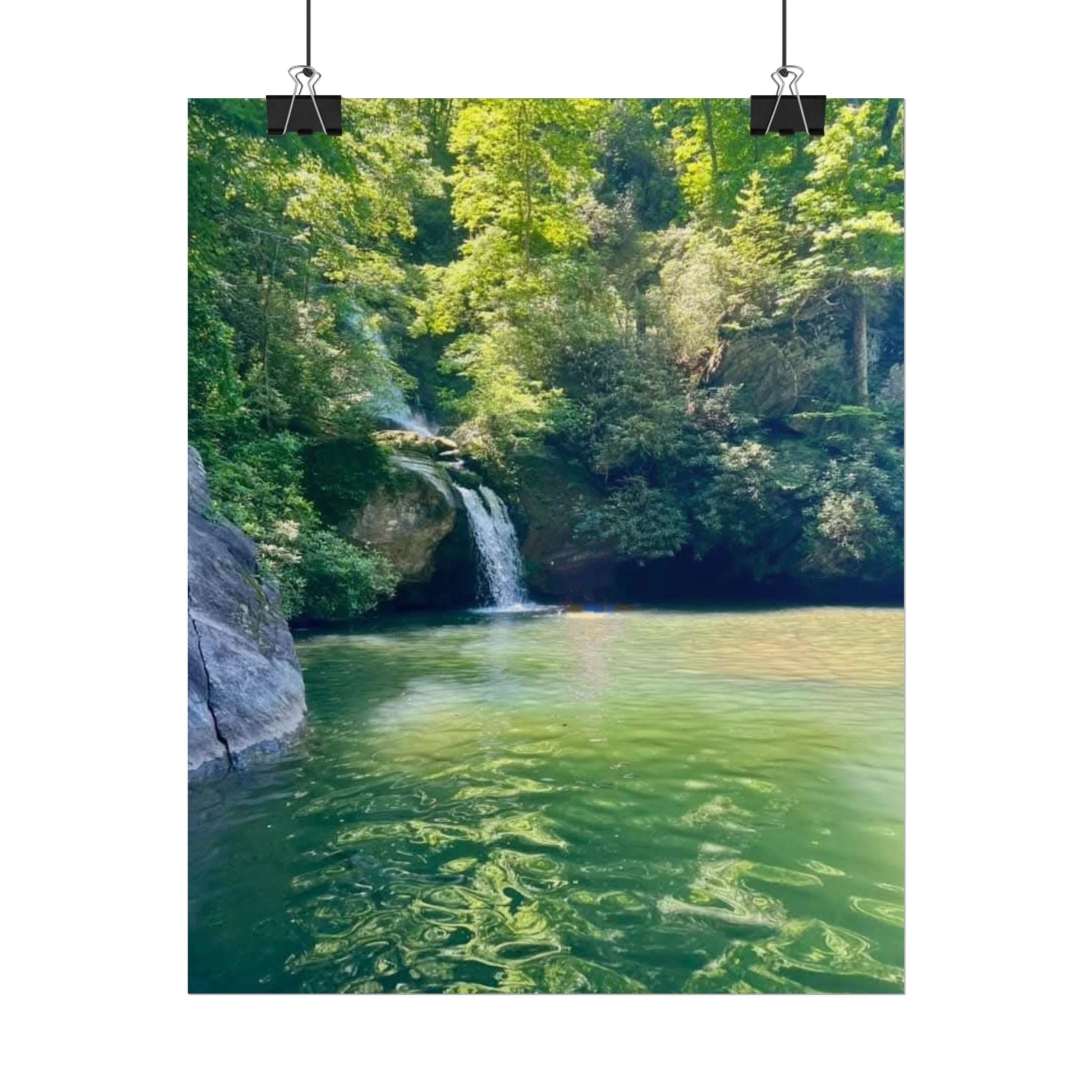Tranquil Waterfall Nature Wall Art Print Forest Landscape