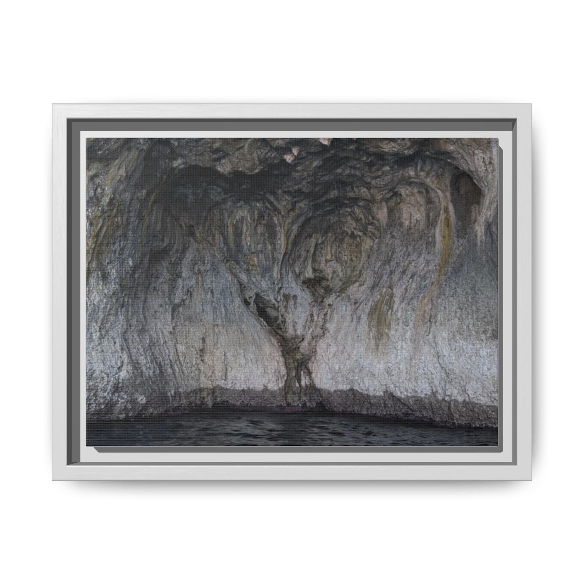 Framed Heart-Shaped Cave Wall Art – Natural Wonder Coastal Photography Print