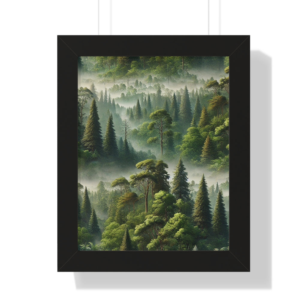 Serene Forest Framed Vertical Poster - Nature Wall Art Decor