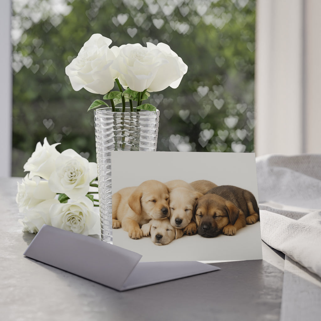 Sleeping Puppies Note Card – Adorable Dog Lovers Stationery with Envelope
