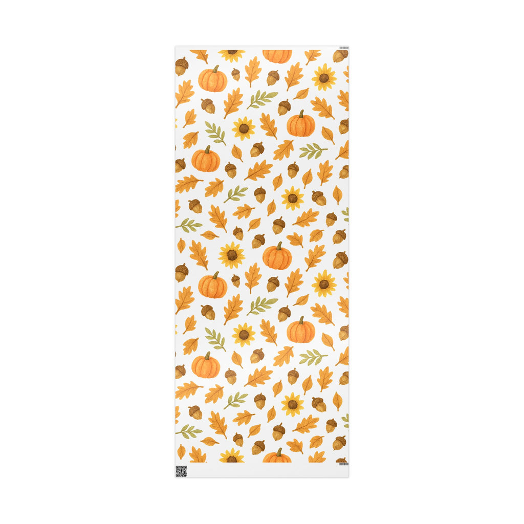 Autumn Harvest Wrapping Paper – Pumpkins, Sunflowers & Oak Leaves Design for Thanksgiving Gifts