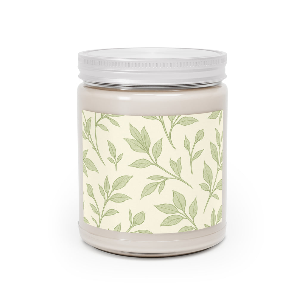 Gentle Green Leaf Print on a Comfort Spice Scented Candle, 9oz