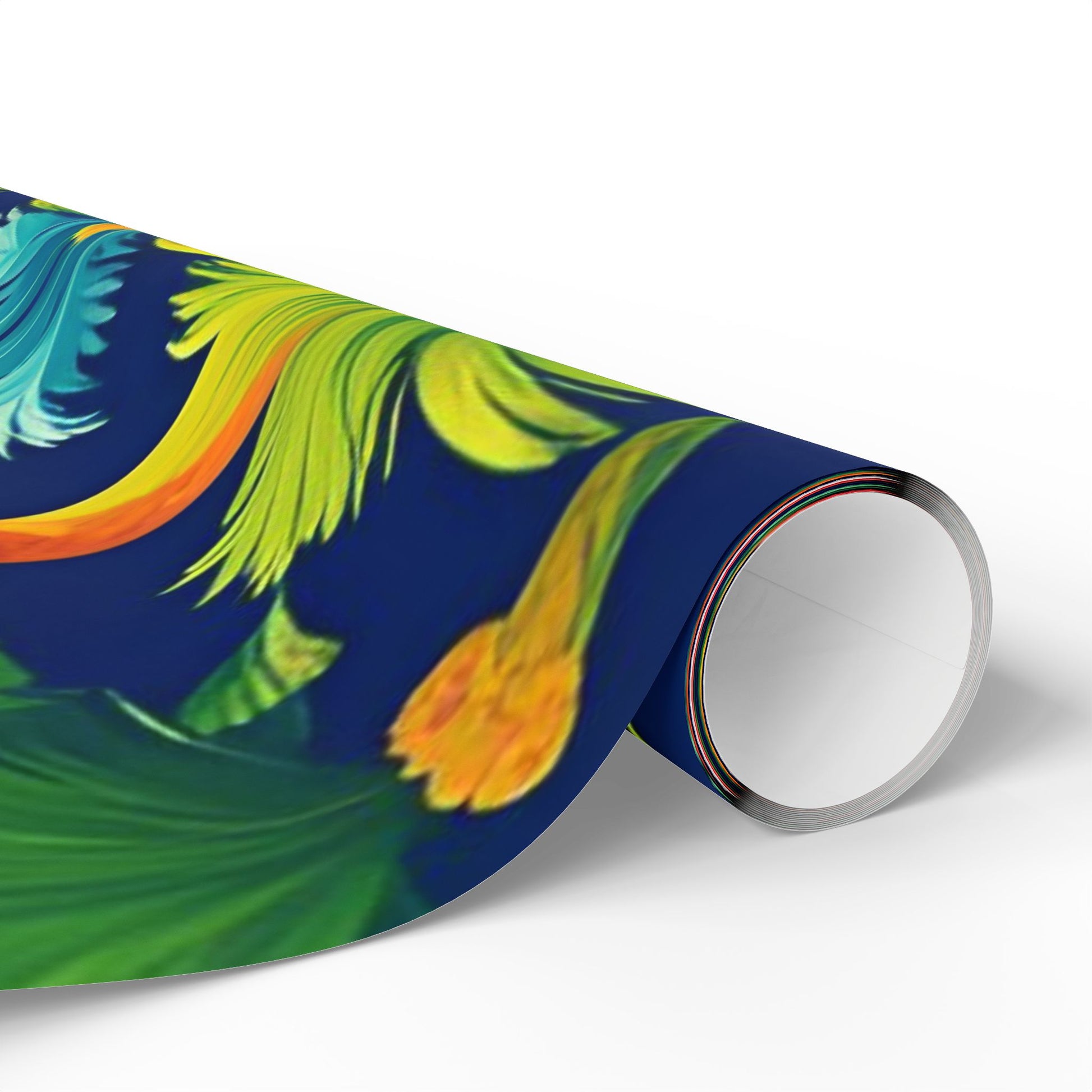 Colorful Palm Tree Wrapping Paper – Tropical Gift Wrap on Navy Blue Background