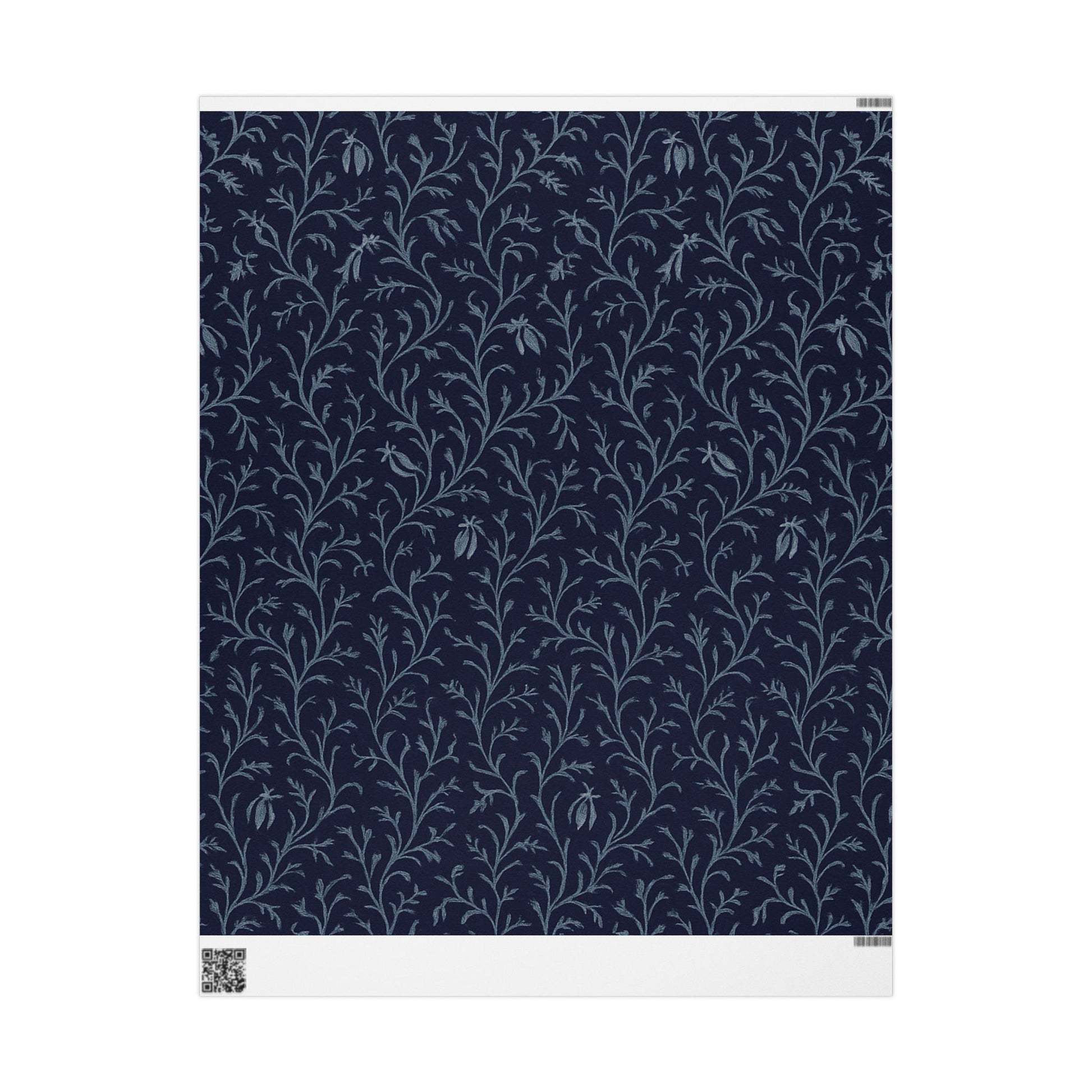 Navy Blue Floral Vine Wrapping Paper for Elegant Gift Giving