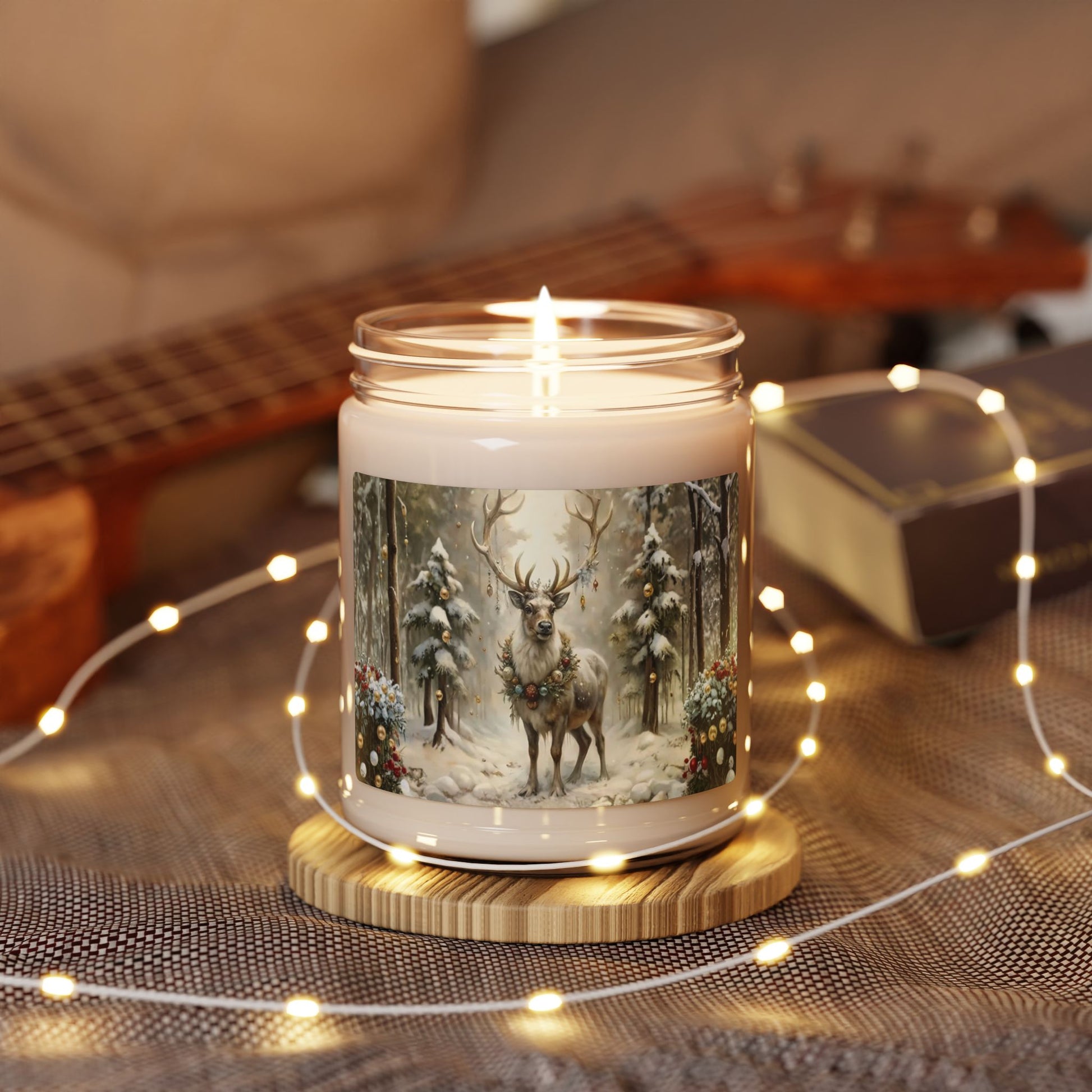 Whispers of Winter – Reindeer Wreath Candle | Elegant Holiday Home Fragrance by Paper Pleasures - 9oz Holiday Décor