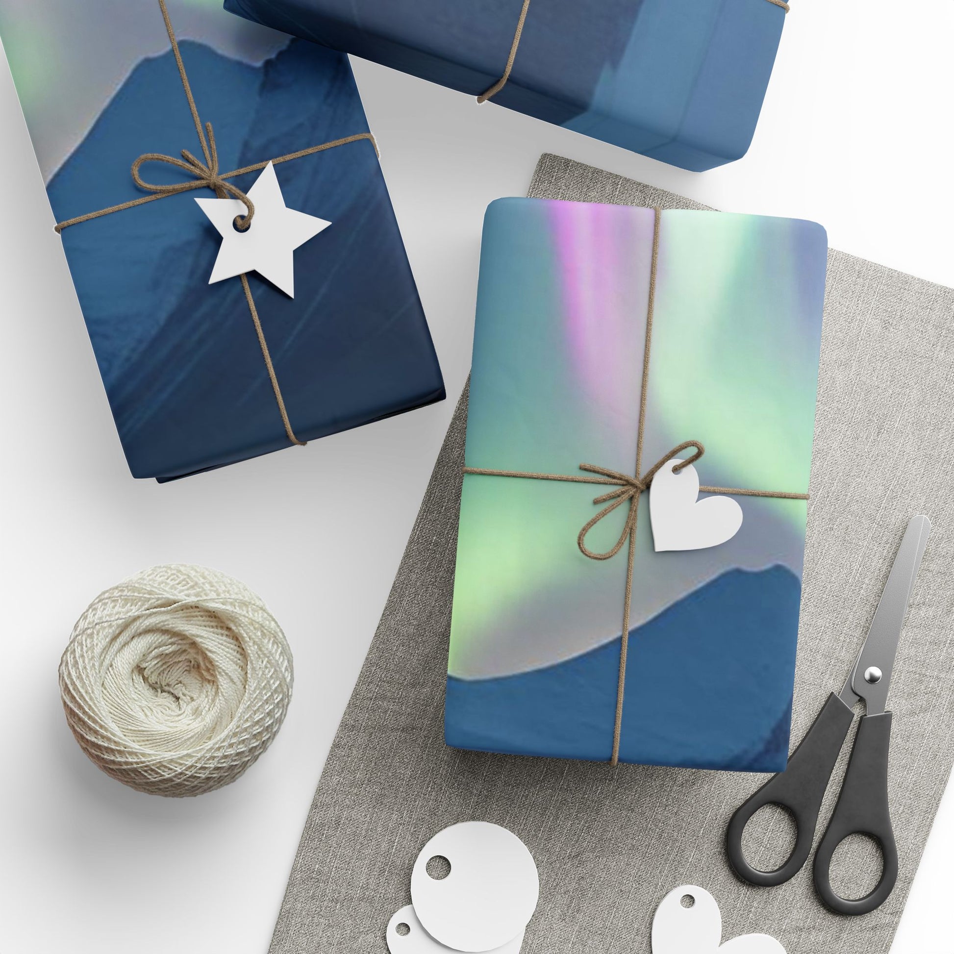 Northern Lights Reindeer Wrapping Paper – Purple & Green Aurora Edition