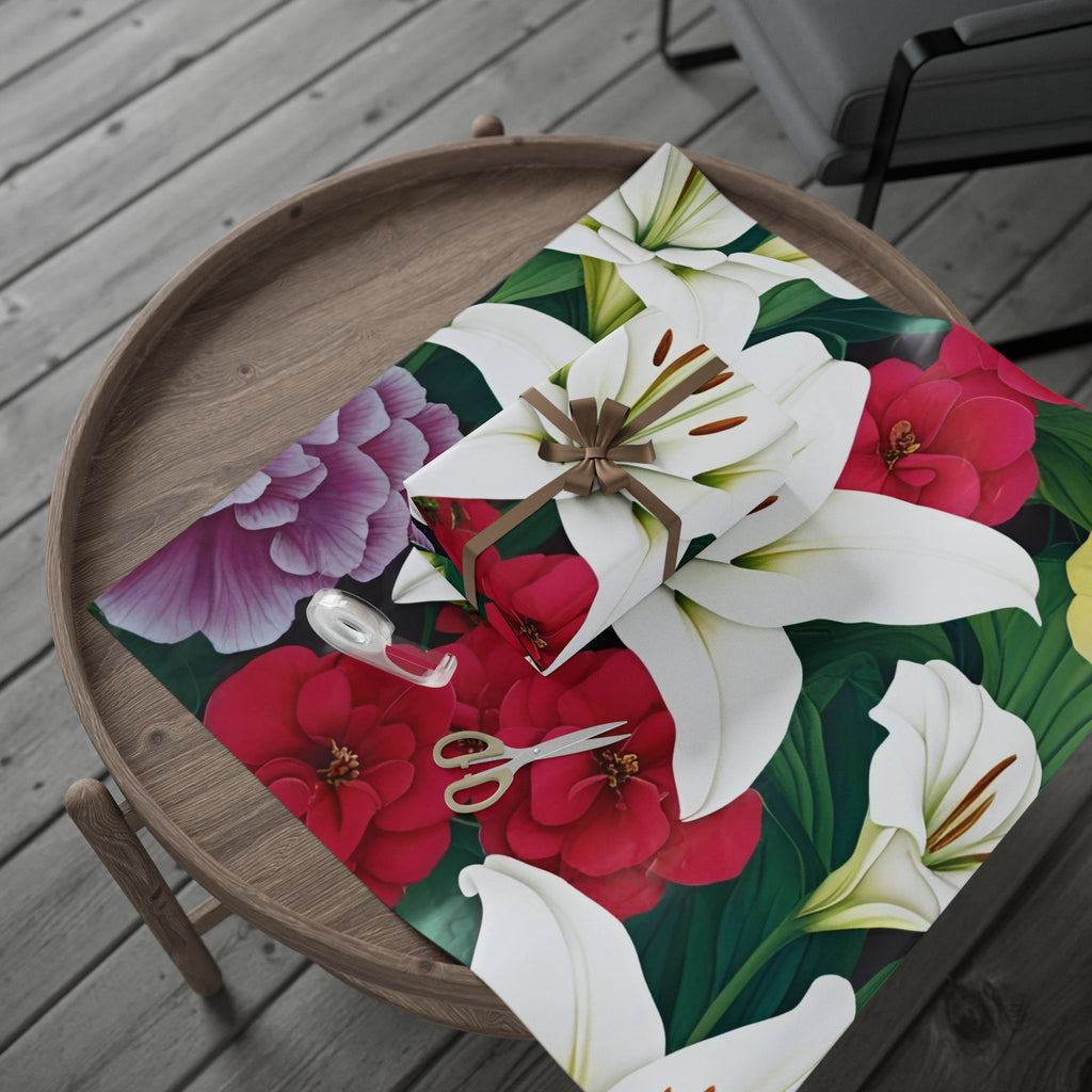 Lily & Carnation Garden – Premium Floral Wrapping Paper