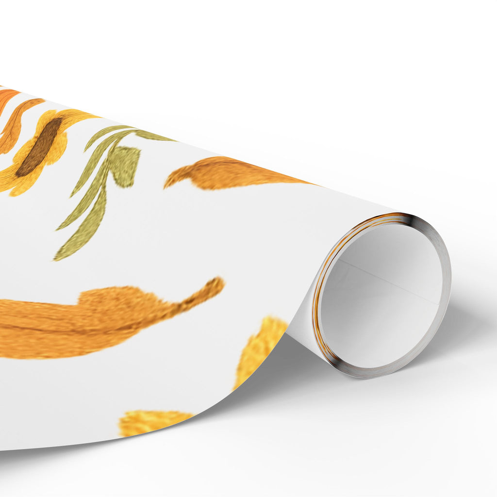 Autumn Harvest Wrapping Paper – Pumpkins, Sunflowers & Oak Leaves Design for Thanksgiving Gifts