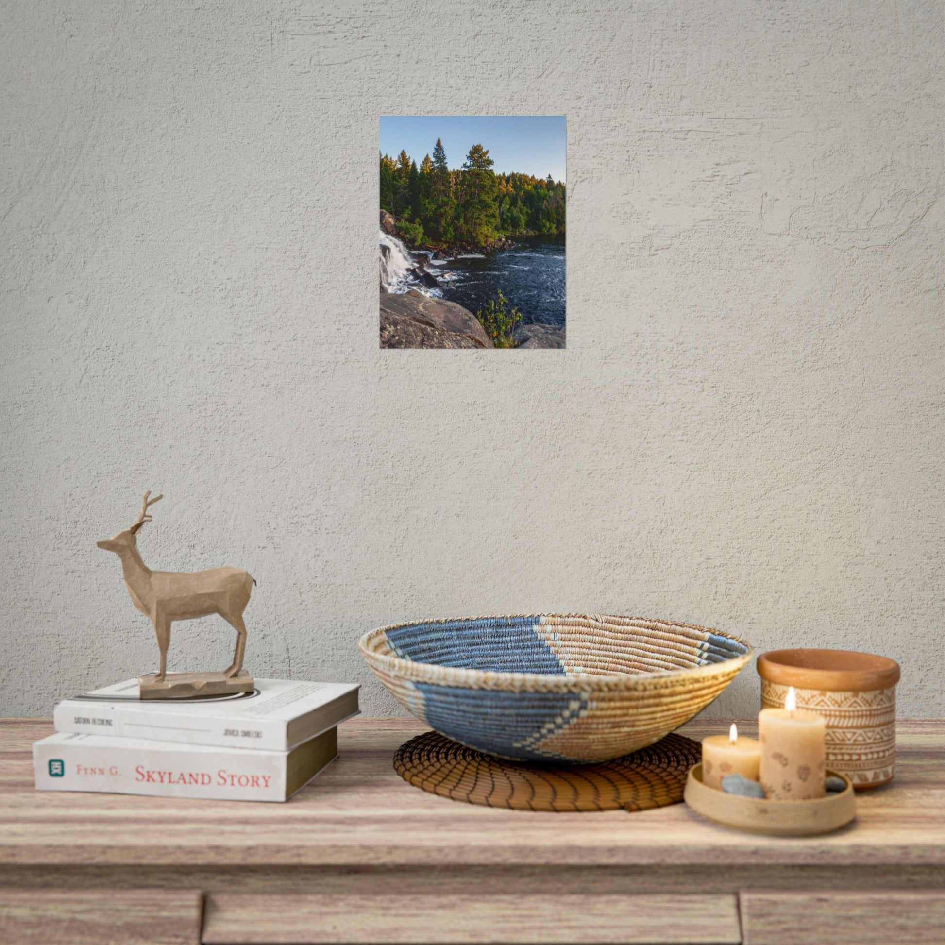 Nature-Inspired Rolled Poster - Serene Waterfall & Forest Scene