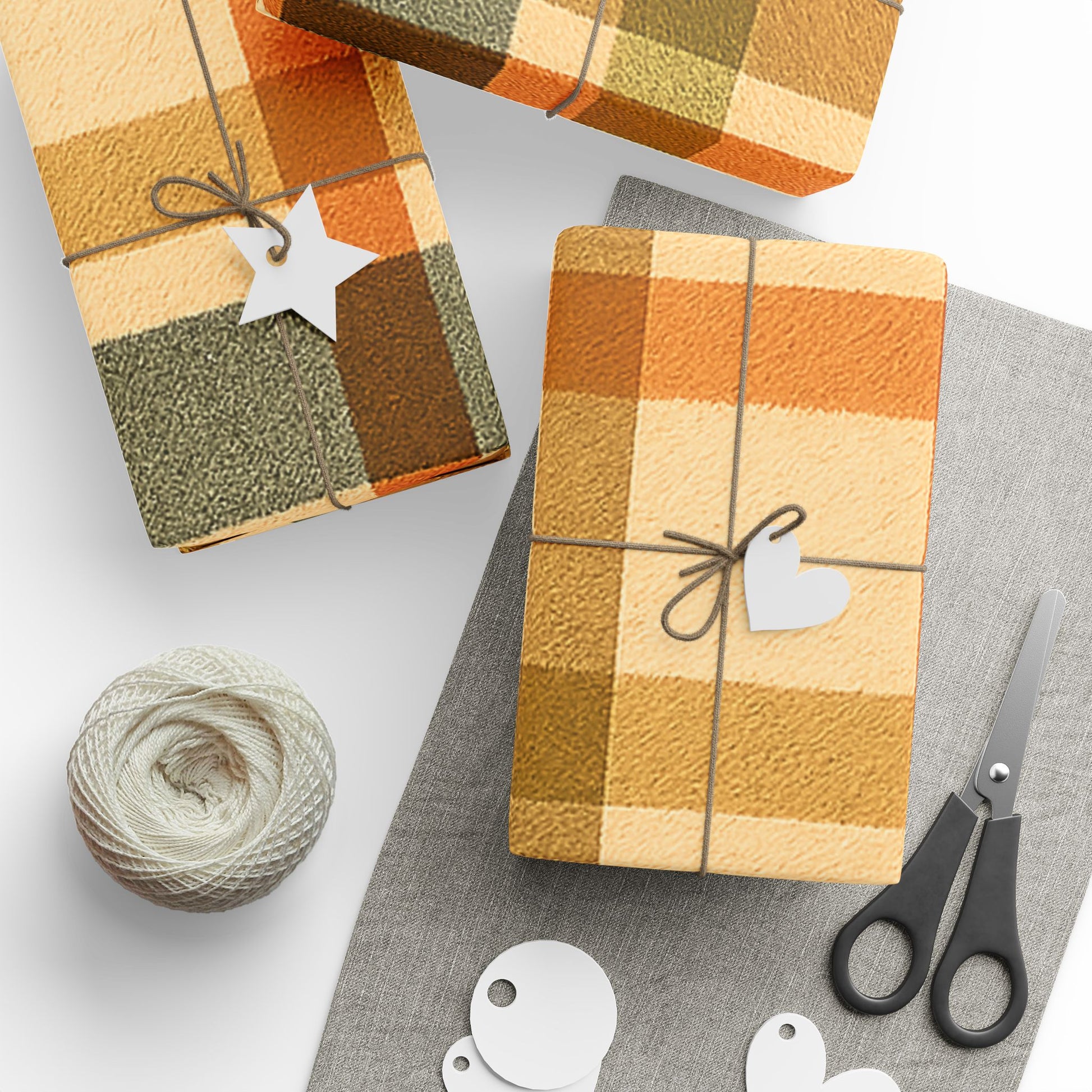 Autumn Plaid Wrapping Paper – Rustic Fall Checkered Gift Wrap for Thanksgiving and Harvest Celebrations
