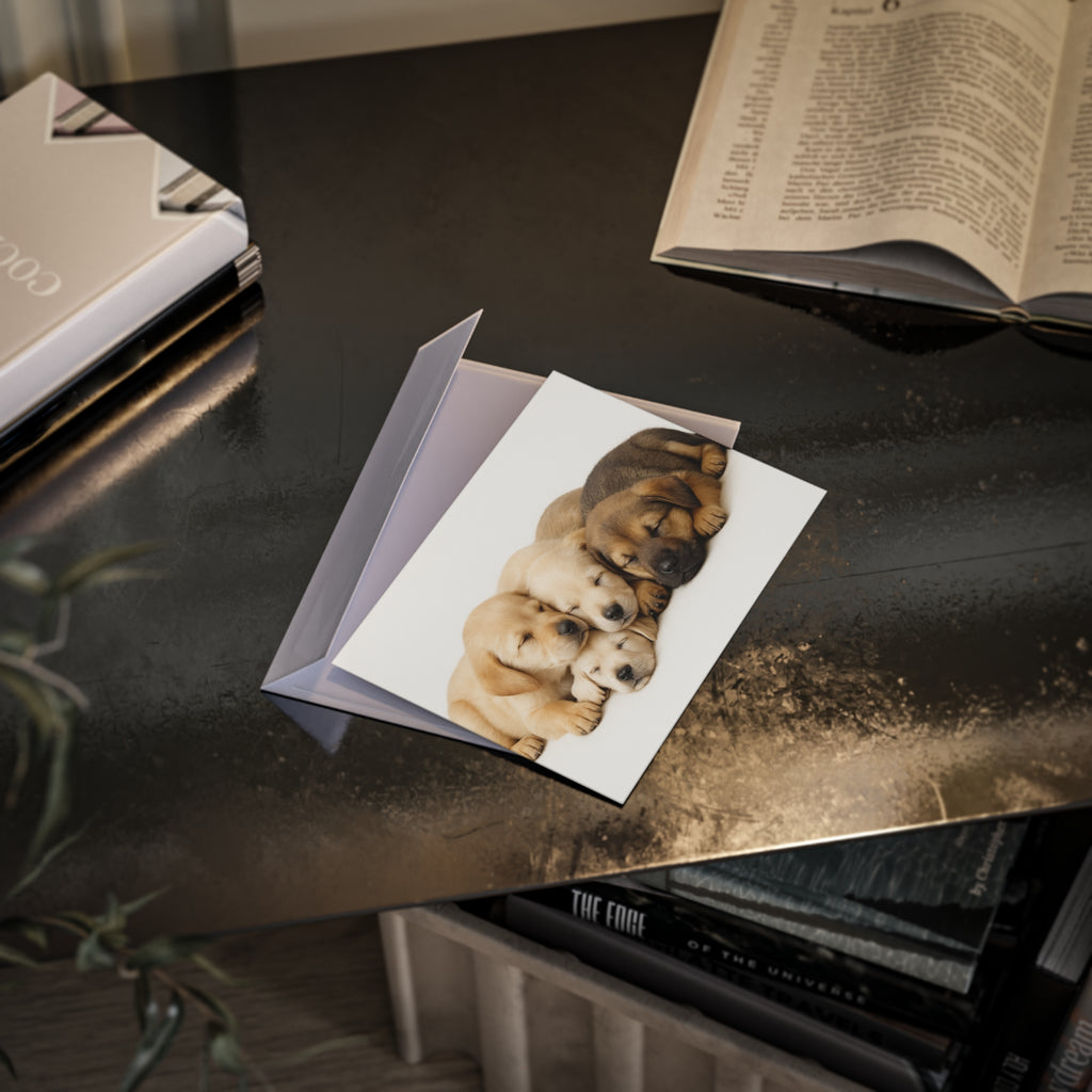 Sleeping Puppies Note Card – Adorable Dog Lovers Stationery with Envelope