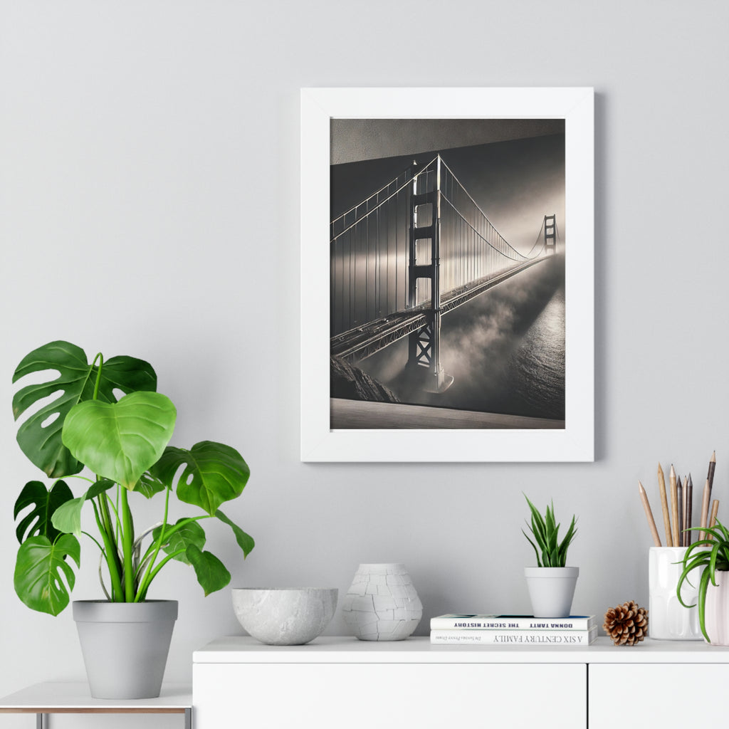 Golden Gate Bridge Black & White Wall Art – VERTICAL - Foggy San Francisco Photo  (1 of 3)