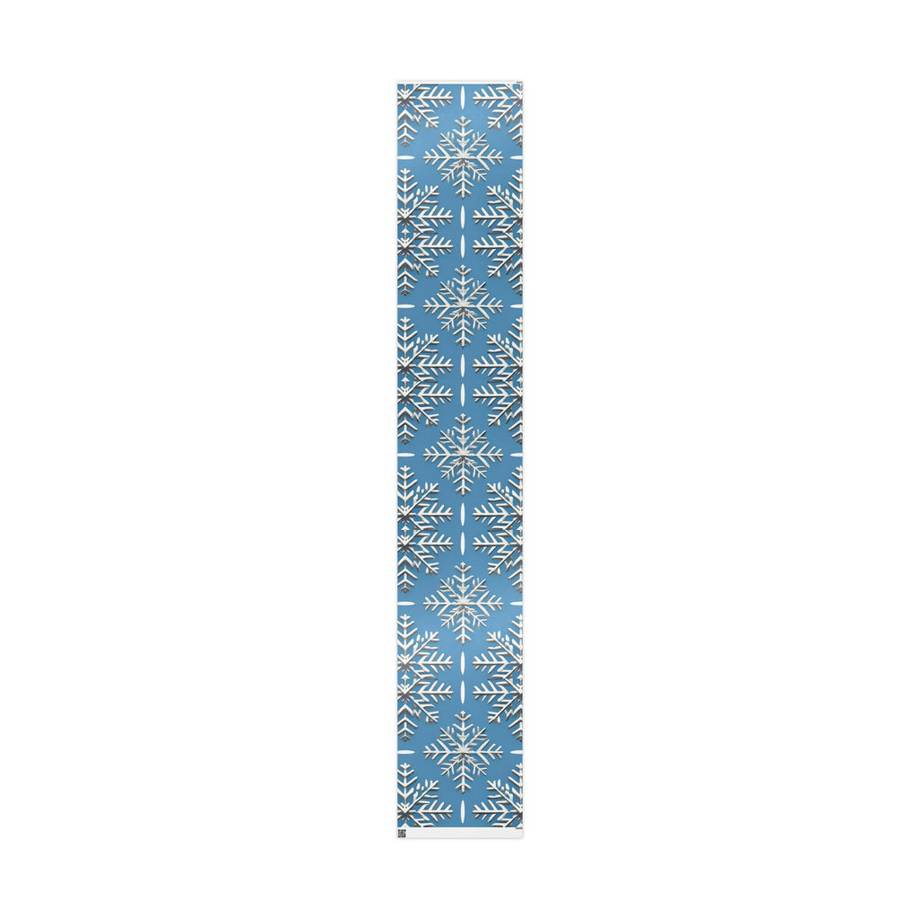 Silver Snowflake Wrapping Paper – Elegant Holiday Gift Wrap on Winter Blue Background