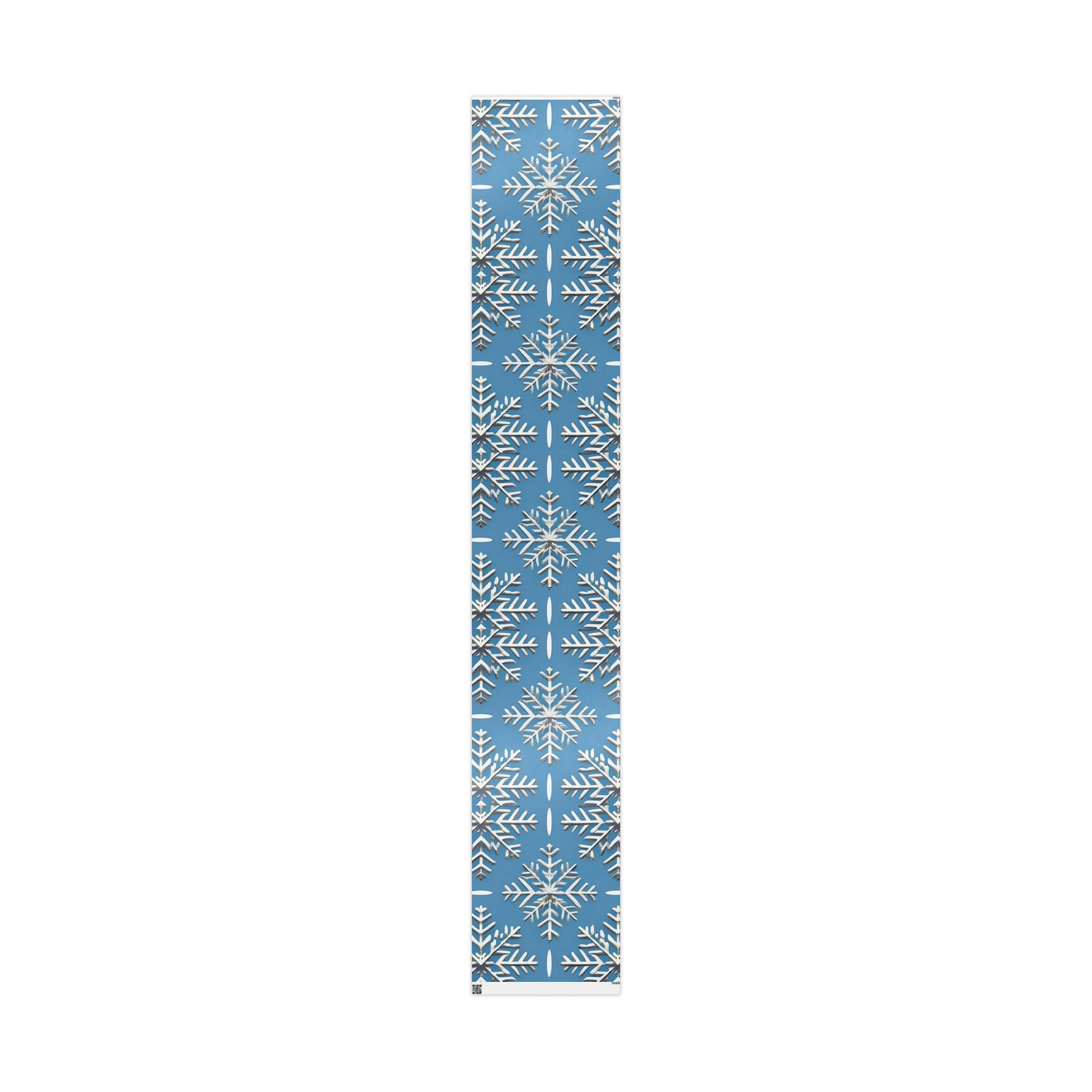 Silver Snowflake Wrapping Paper – Elegant Holiday Gift Wrap on Winter Blue Background