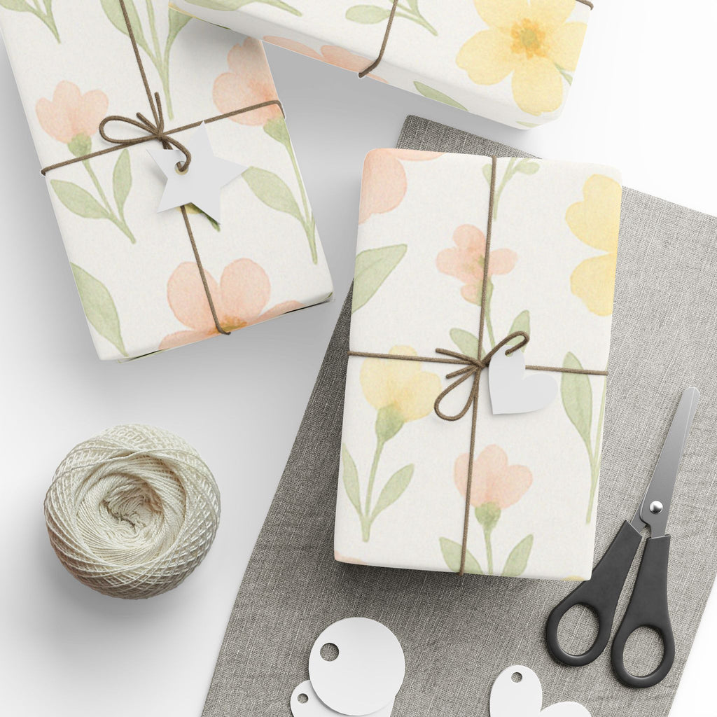 Soft Spring Floral Wrapping Paper for Birthdays, Baby Showers, and Gifts