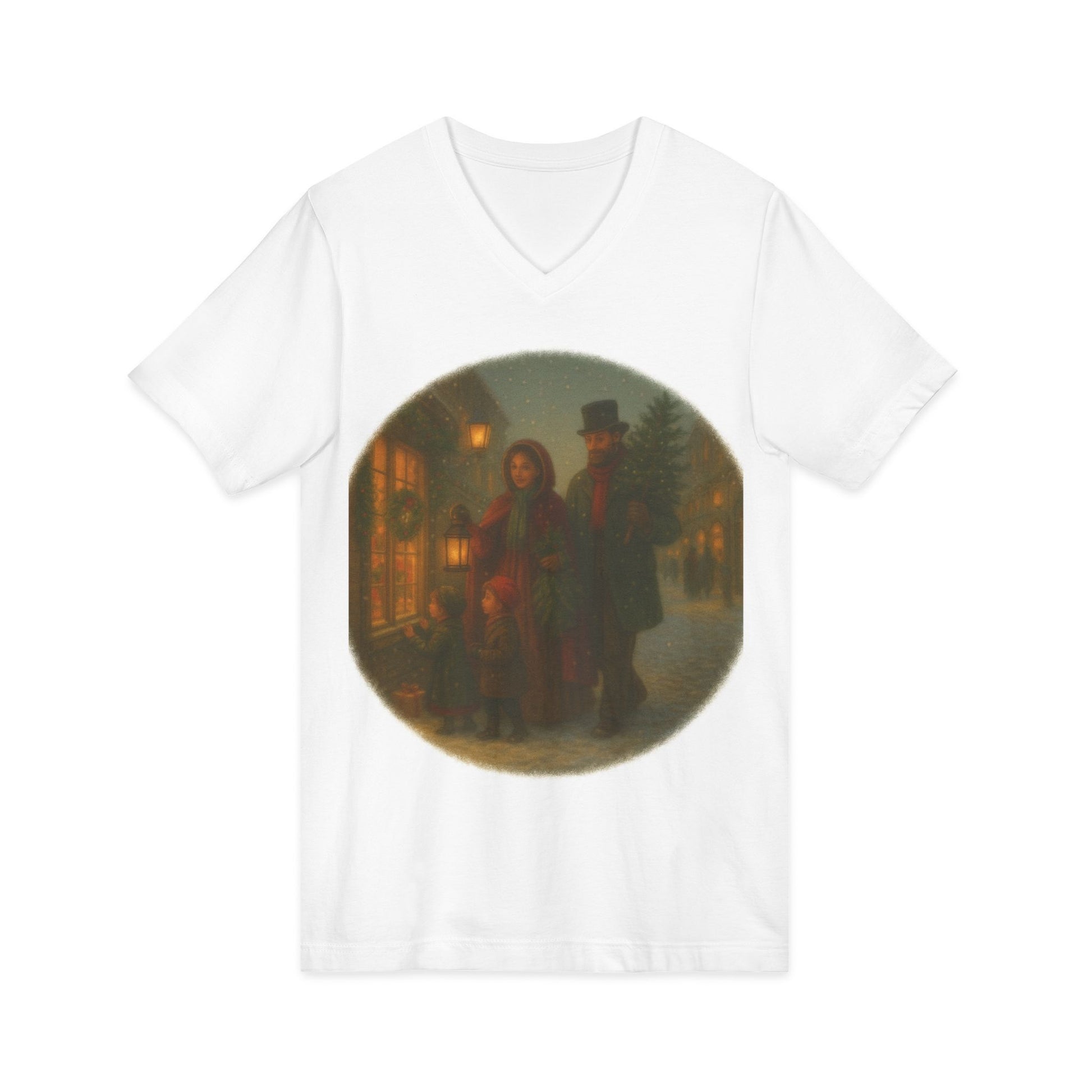 Yuletide Reverie Victorian Family T-Shirt – Vintage Christmas Scene, Old World Holiday Apparel by Paper Pleasures