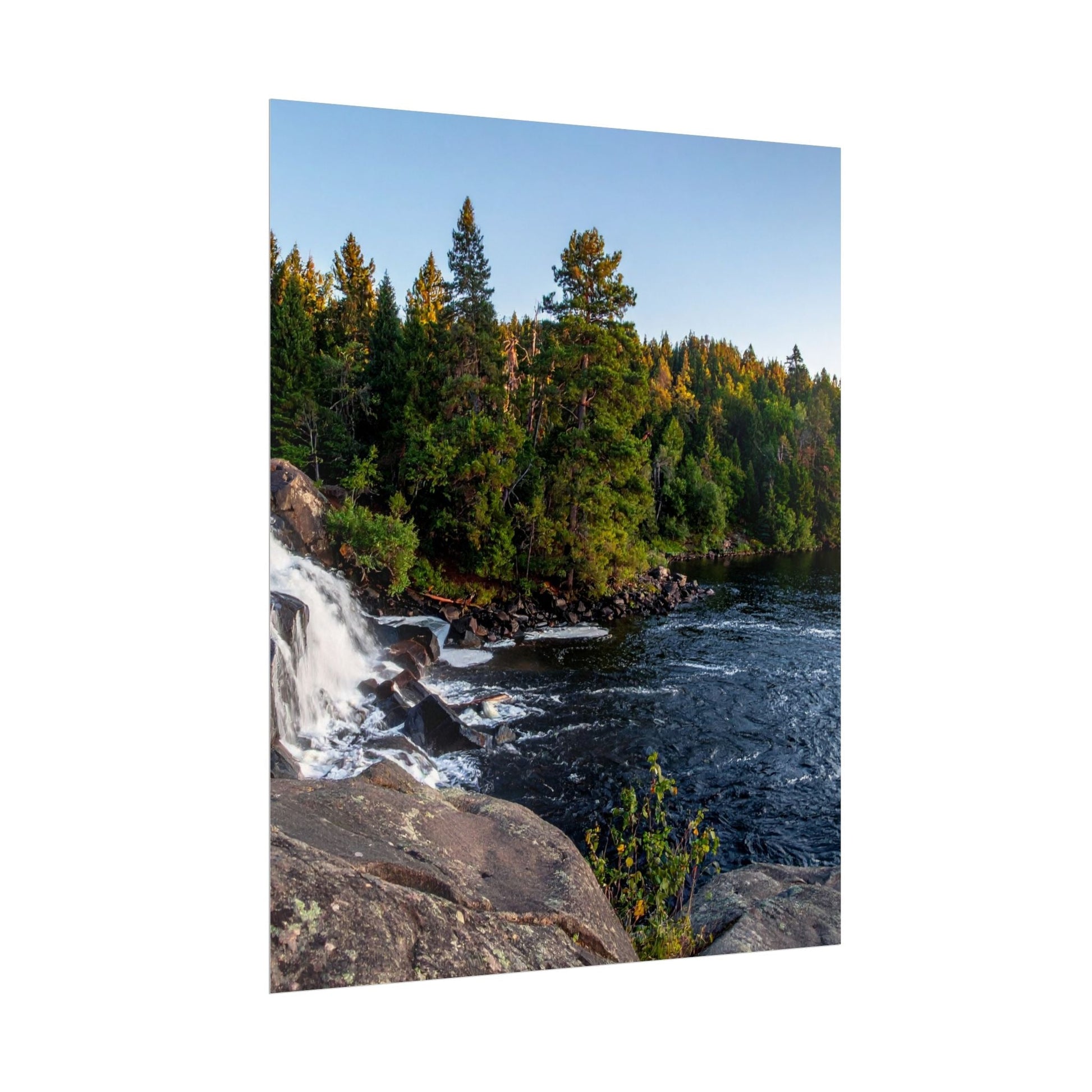 Nature-Inspired Rolled Poster - Serene Waterfall & Forest Scene