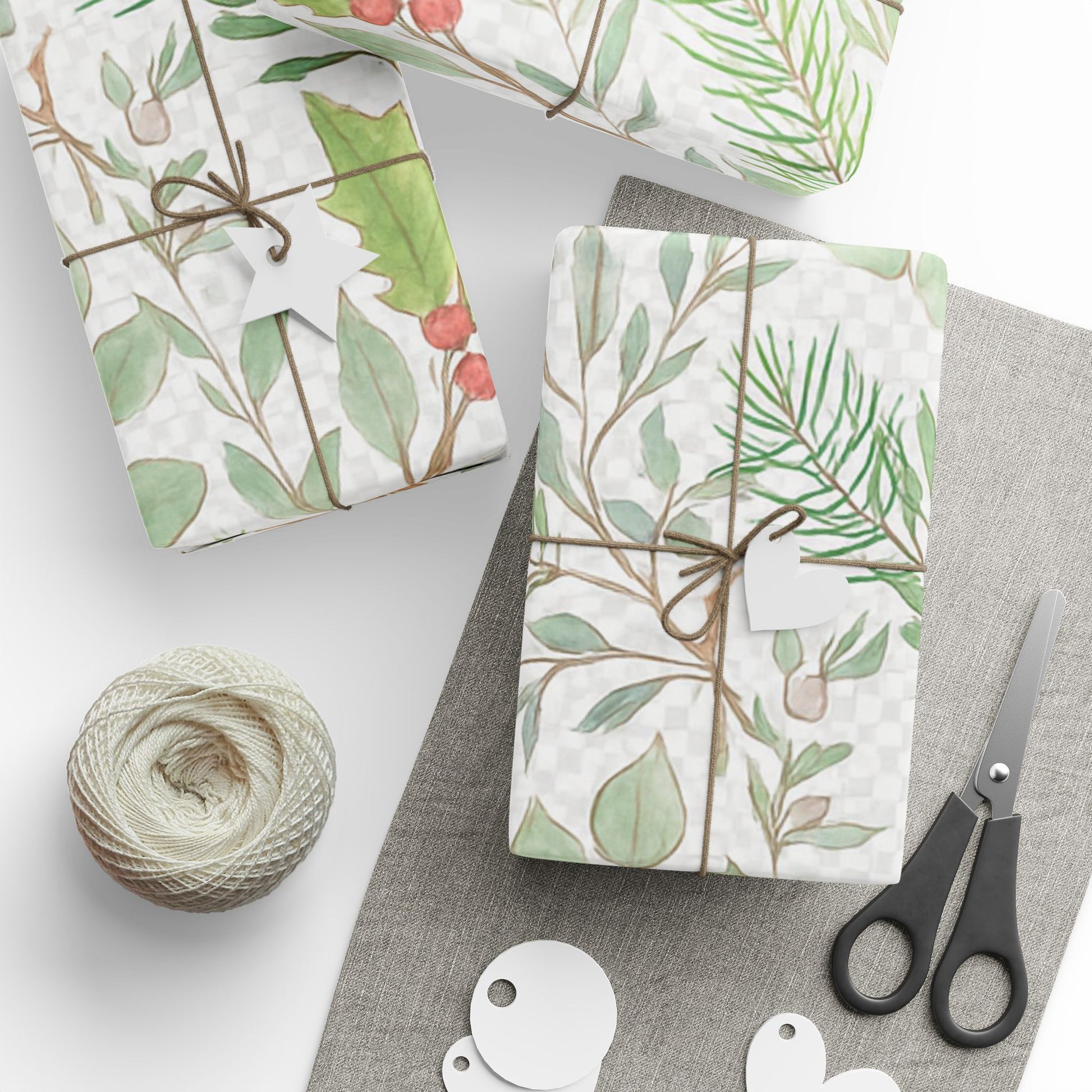 Whispers of Winter Botanical Wrapping Paper – Elegant Evergreen and Berry Christmas Gift Wrap – Ana