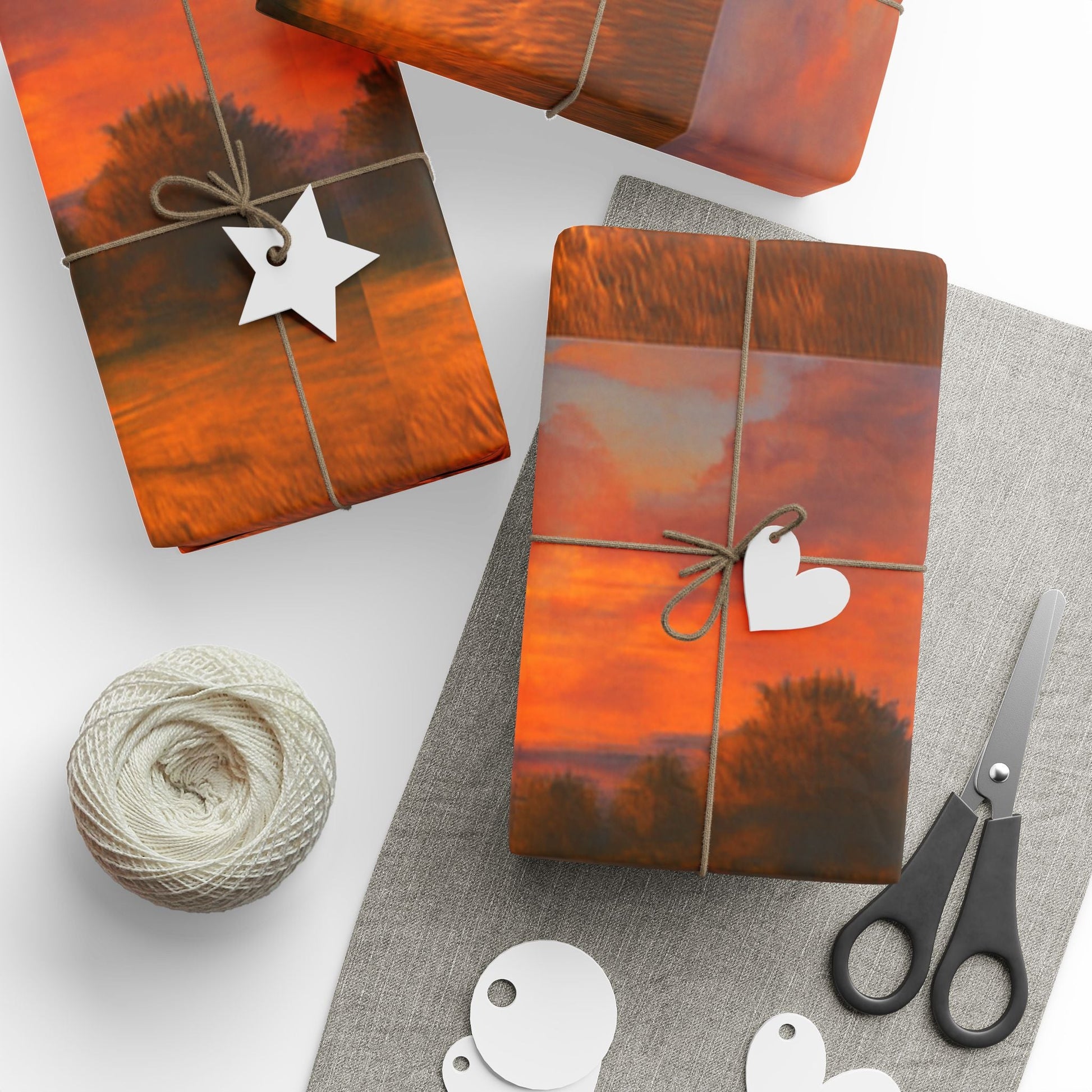 Bold Beautiful Red Sunset, a statement Wrapping Paper