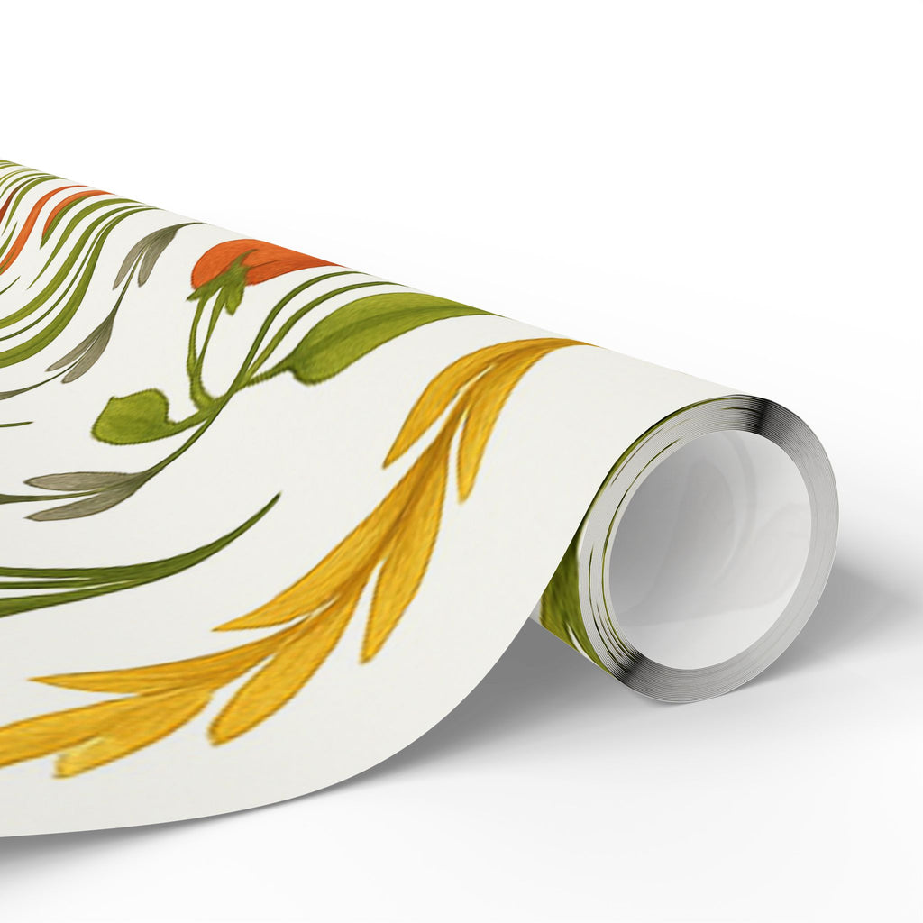 Sunflowers, Tomatoes & Autumn Harvest Botanical Wrapping Paper – Bright Seasonal Gift Wrap