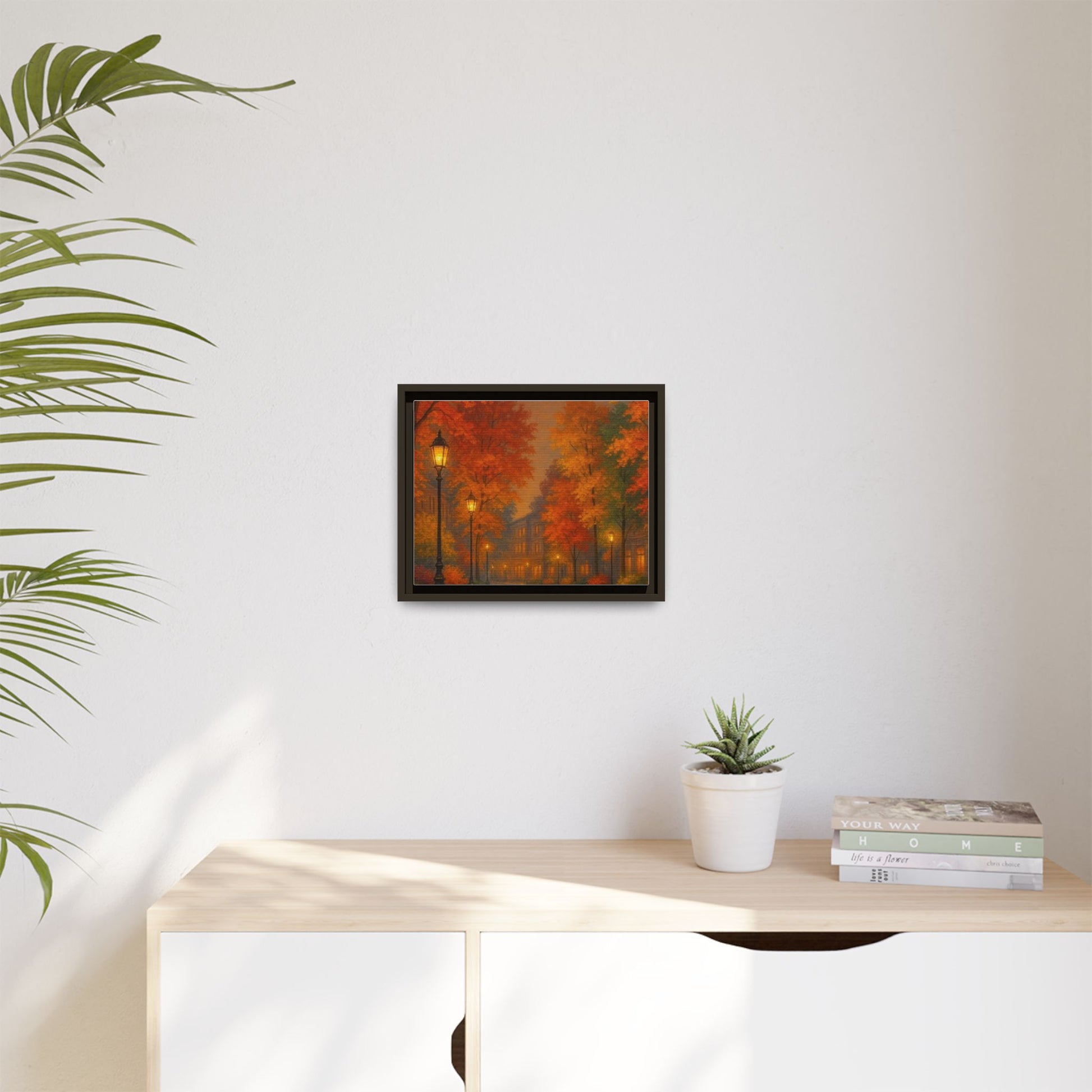 Autumn Cityscape Canvas Art – Warm Fall Skyline Wall Décor